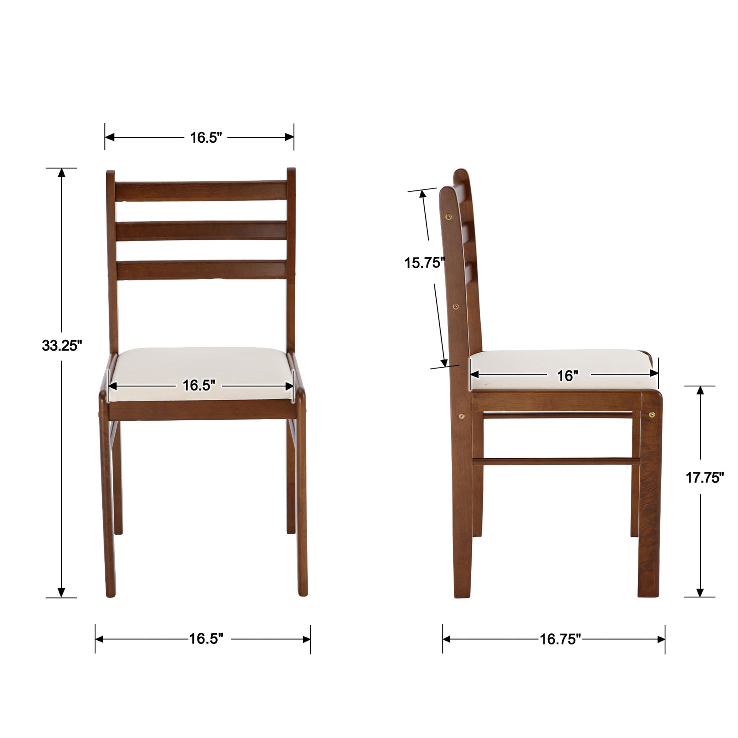 ROCITY Farmhouse Armless Wooden Dining Chairs Set of 2 - 4112DC