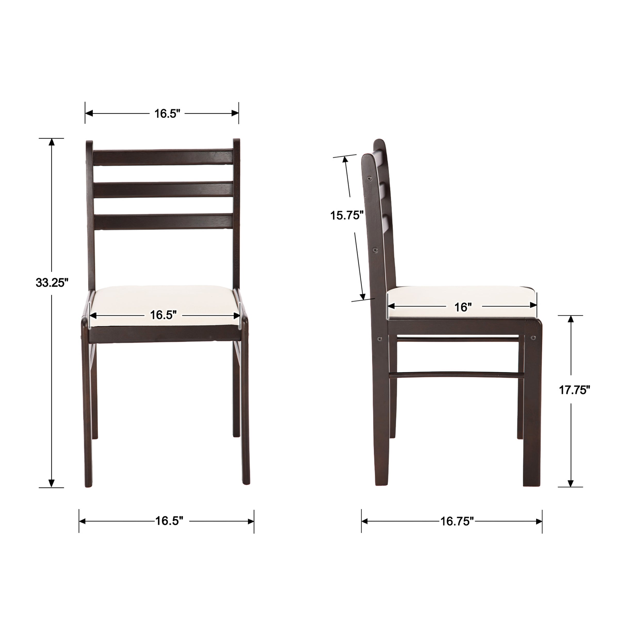 ROCITY Farmhouse Armless Wooden Dining Chairs Set of 2 - 4112DC
