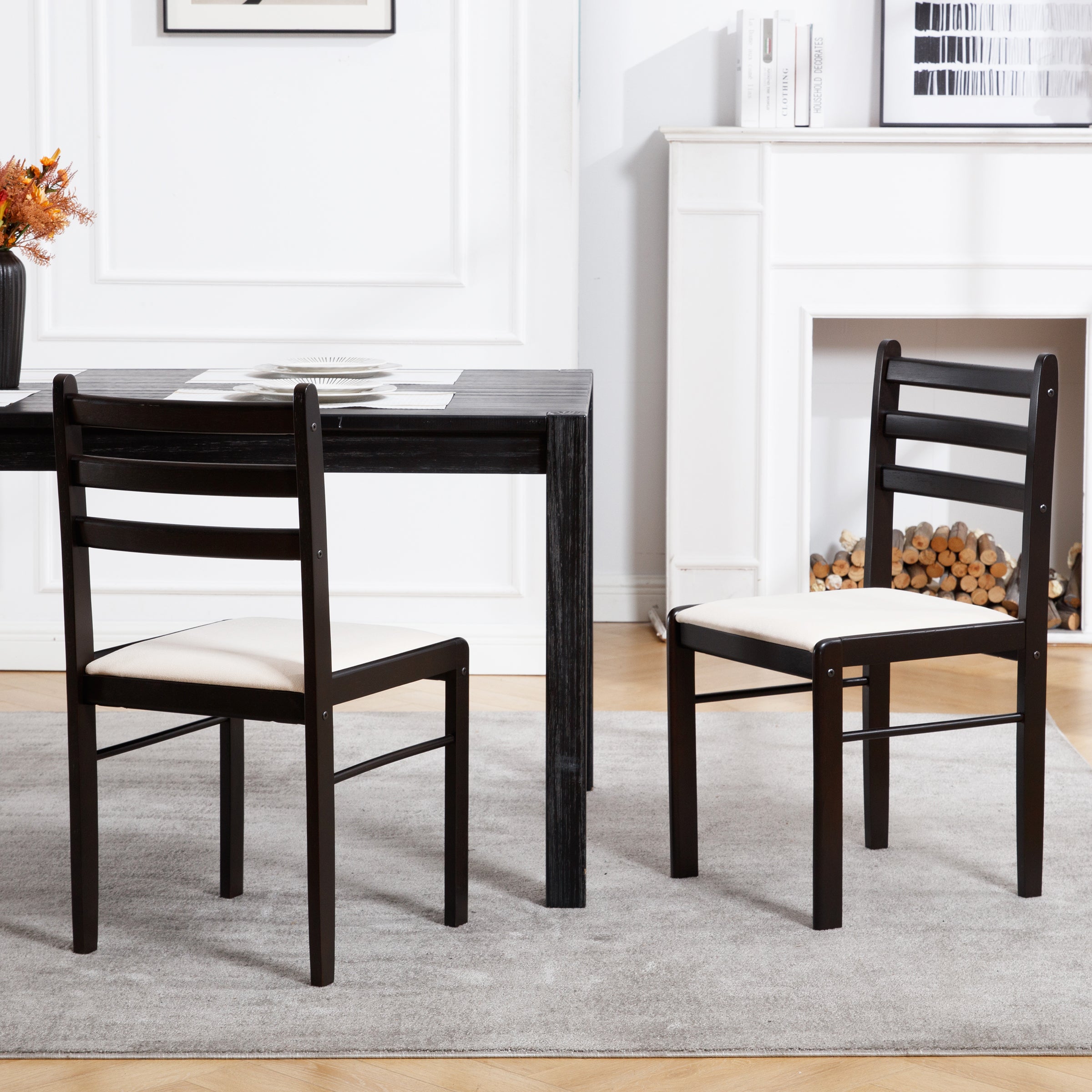 ROCITY Farmhouse Armless Wooden Dining Chairs Set of 2 - 4112DC