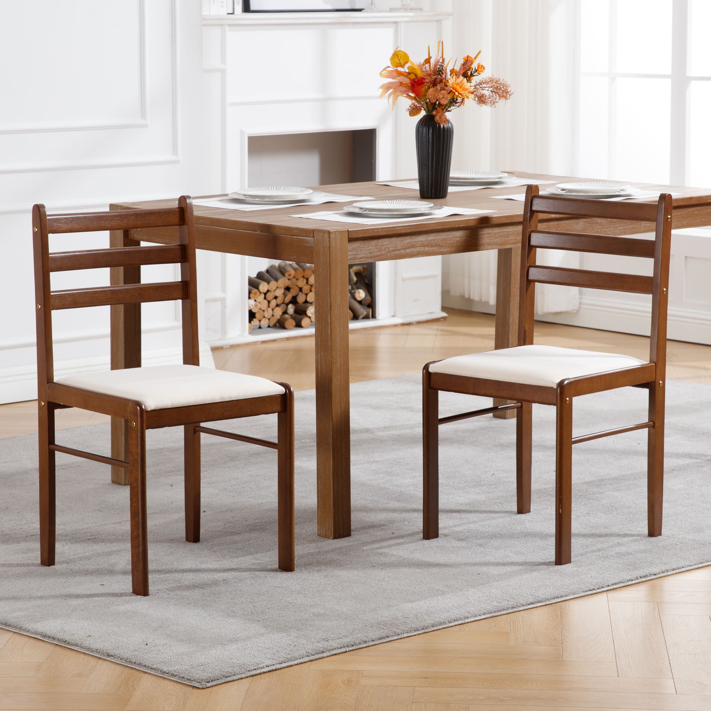 ROCITY Farmhouse Armless Wooden Dining Chairs Set of 2 - 4112DC