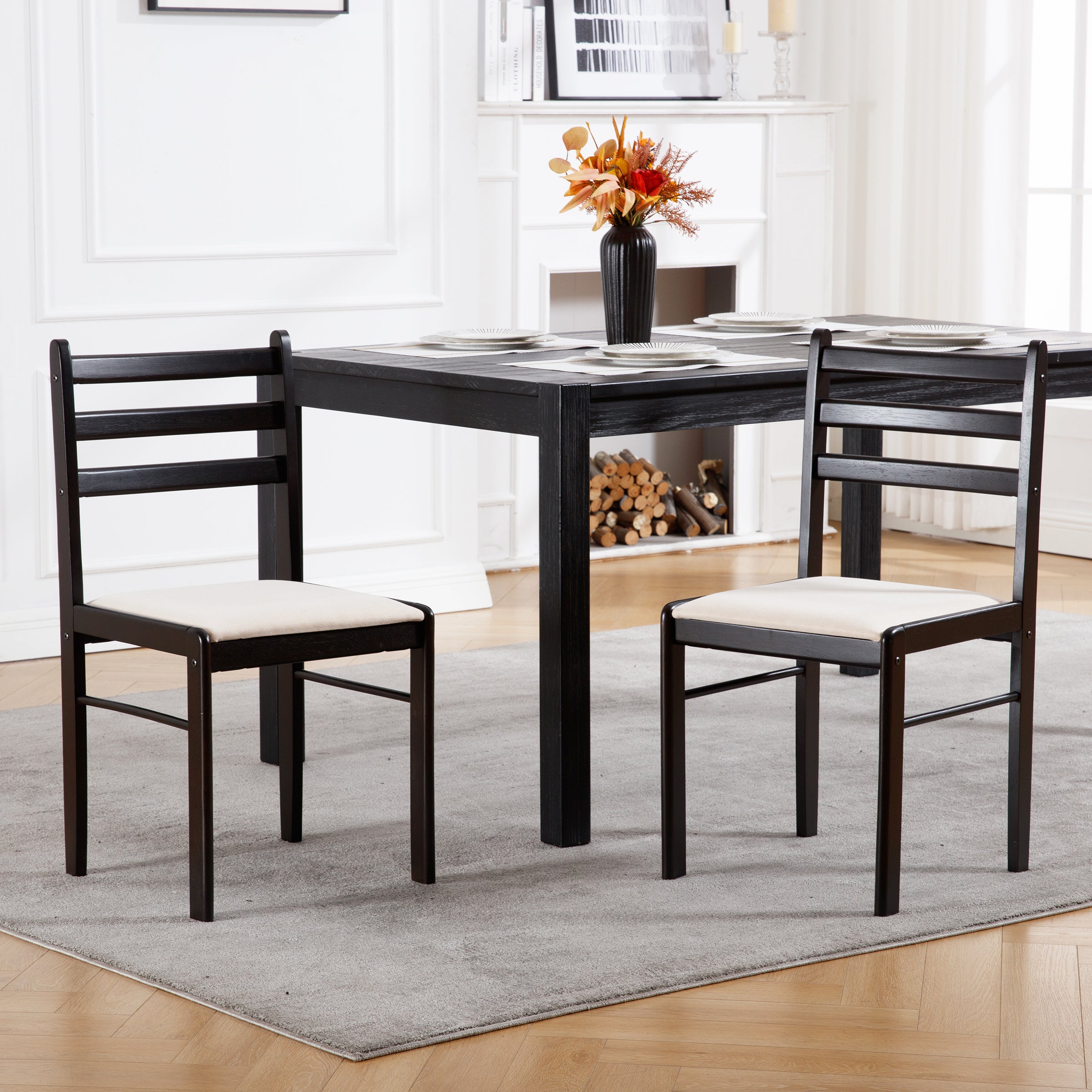 ROCITY Farmhouse Armless Wooden Dining Chairs Set of 2 - 4112DC