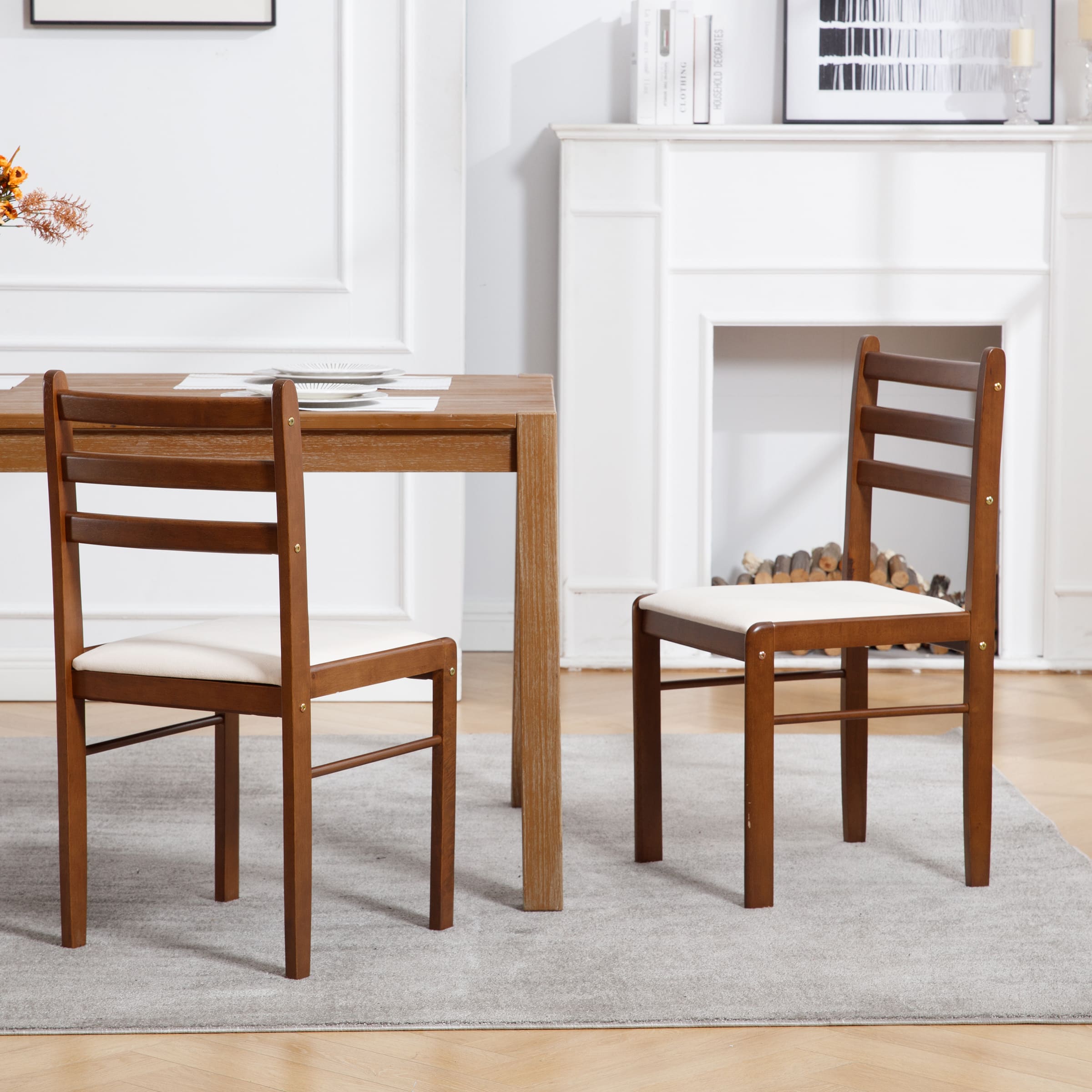 ROCITY Farmhouse Armless Wooden Dining Chairs Set of 2 - 4112DC