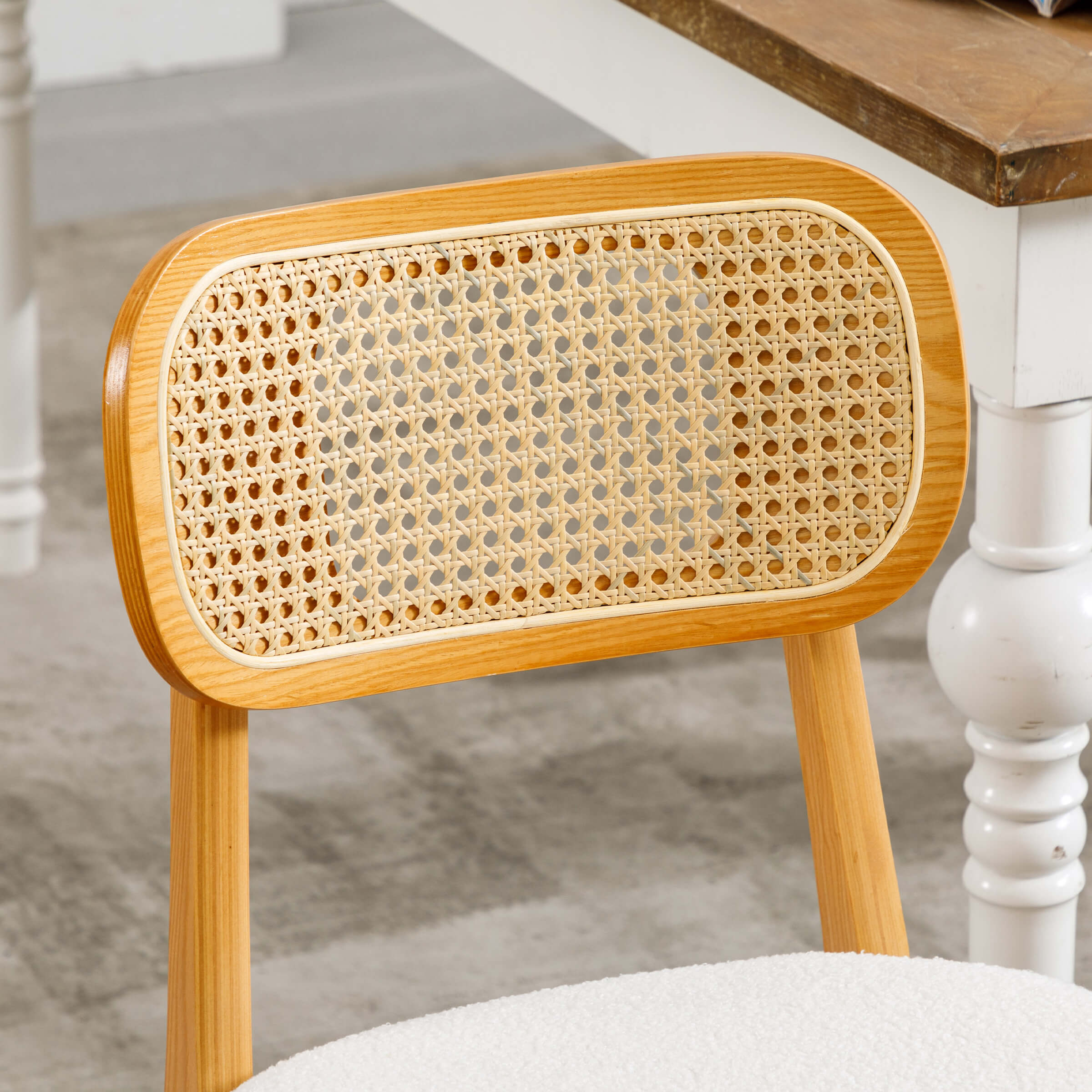 ROCITY Farmhouse Cane Back Dining Chairs Set of 2 - 8009DC