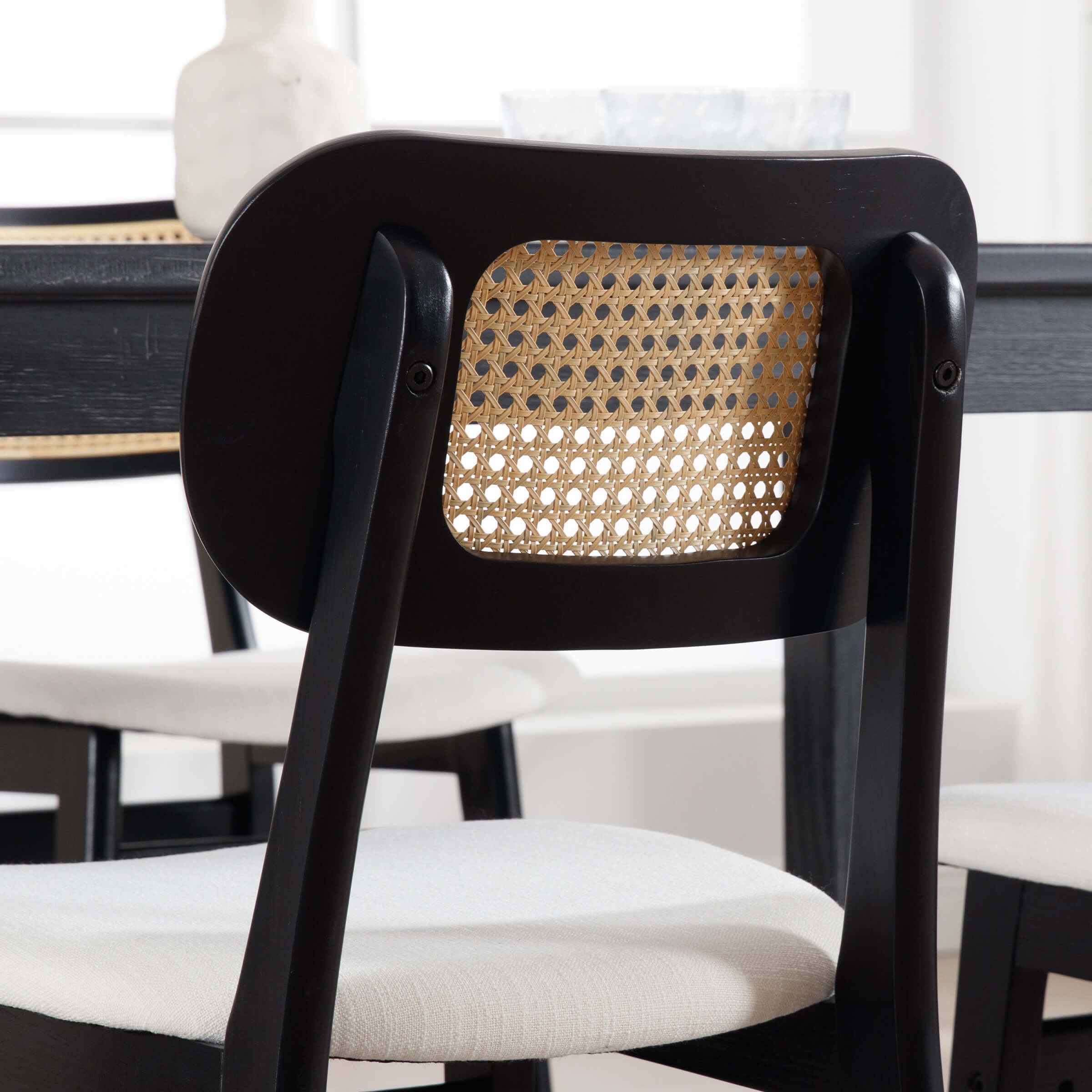 ROCITY Farmhouse Cane Back Dining Chairs Set of 2 - 8009DC