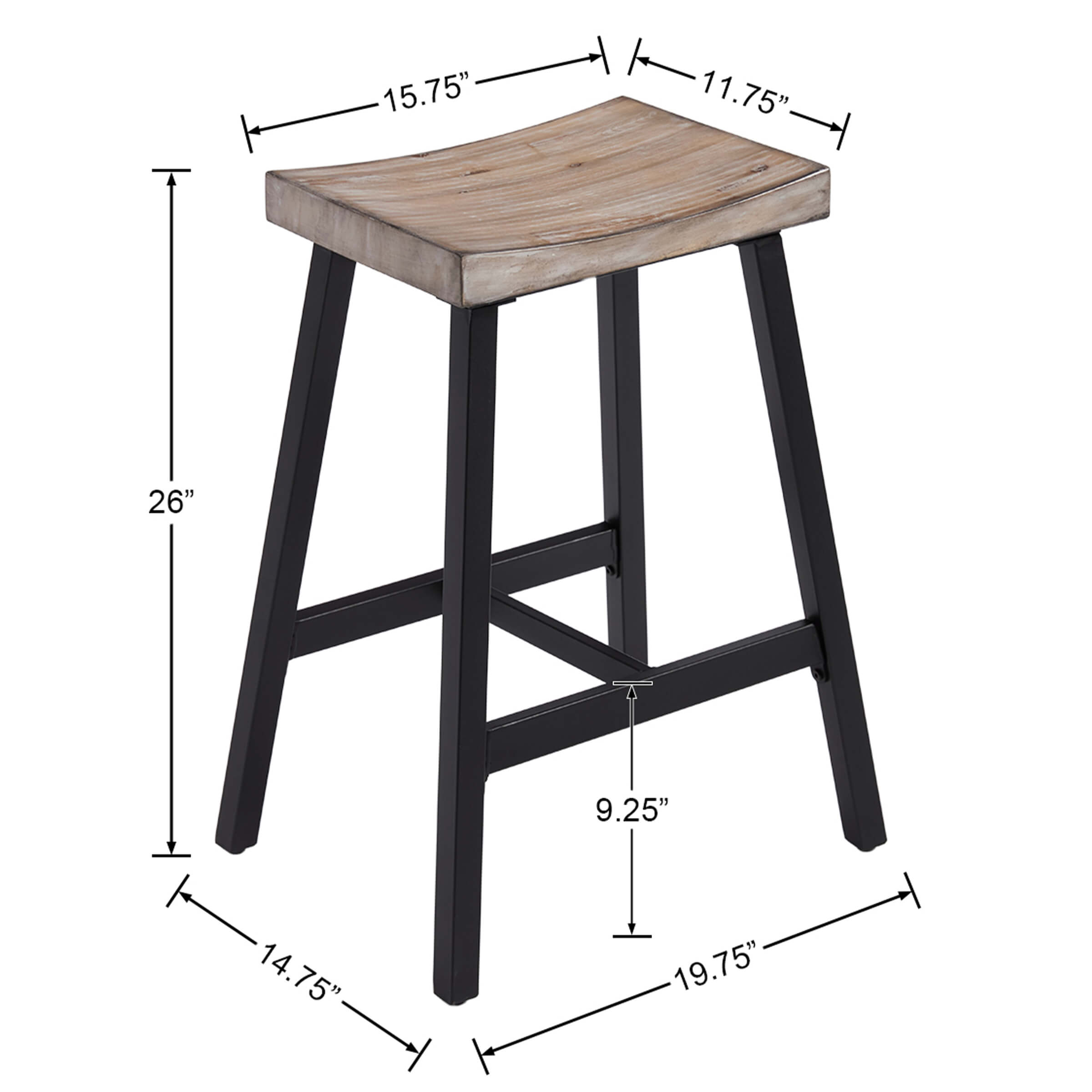 ROCITY Industrial Vintage Saddle Seat Backless Counter Stools Set of 4 - 0519CS
