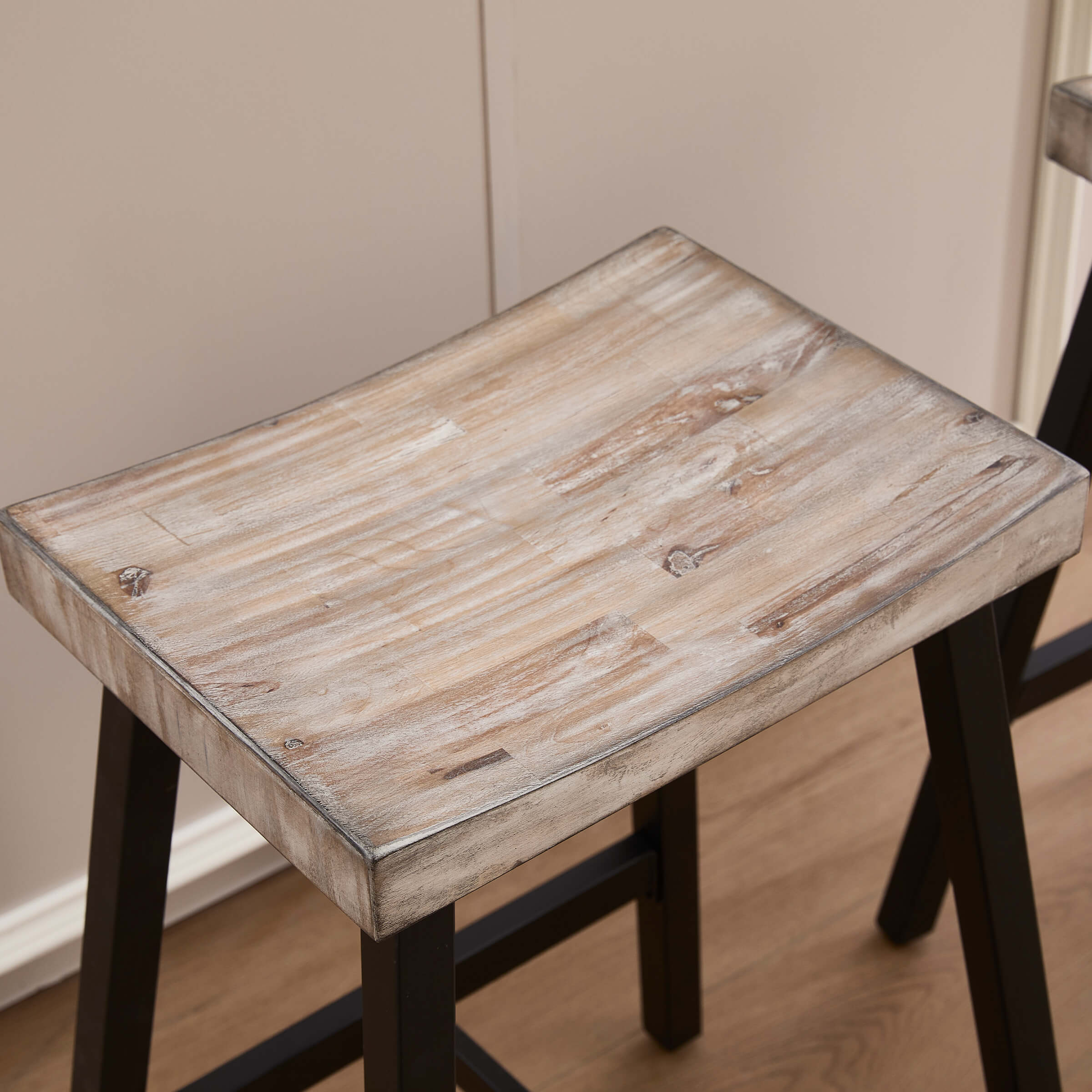 ROCITY Industrial Vintage Saddle Seat Backless Counter Stools Set of 4 - 0519CS