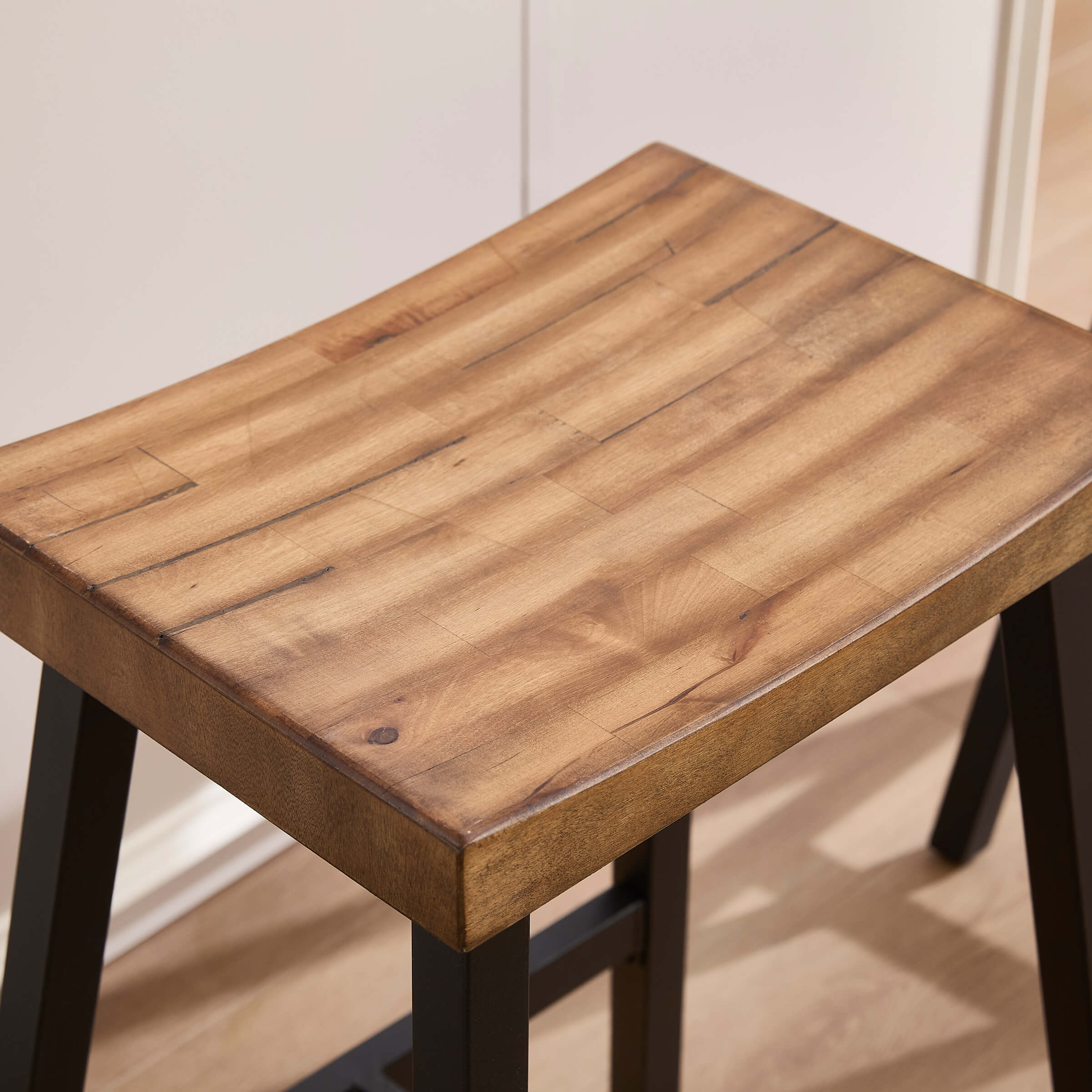 ROCITY Industrial Vintage Saddle Seat Backless Counter Stools Set of 4 - 0519CS