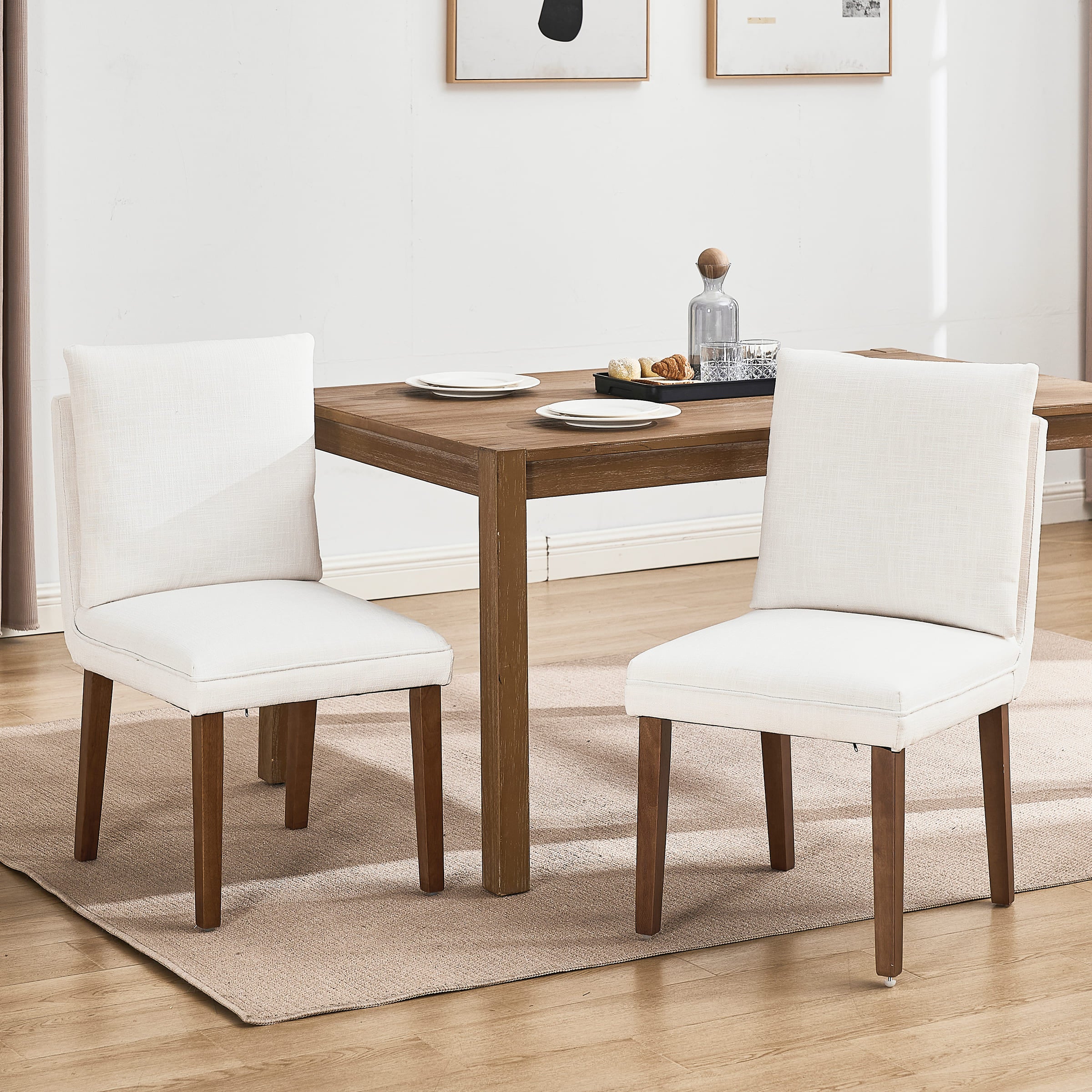 Janoray Linen Cushion Back Dining Chairs Set of 2 - 1007DC