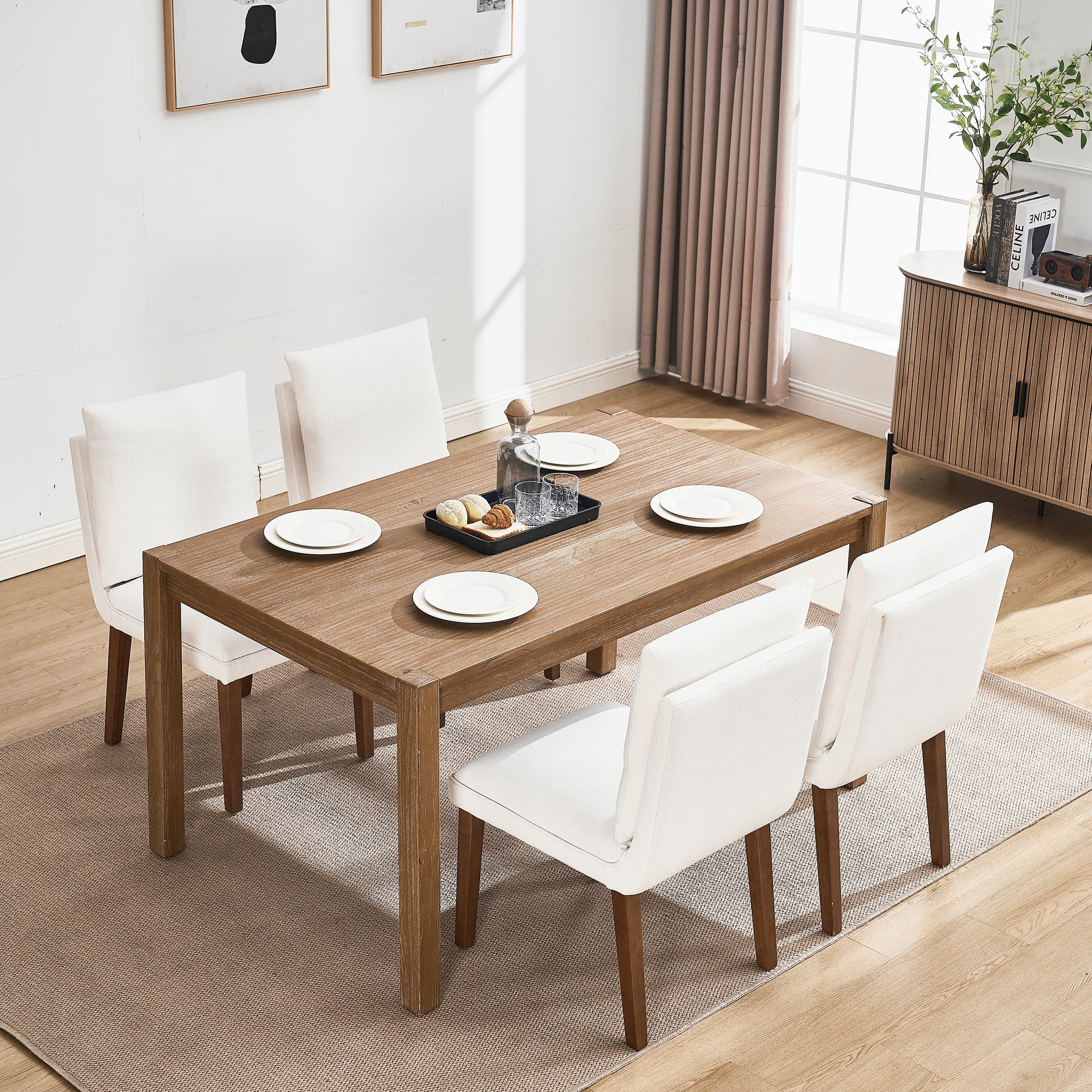 Janoray Linen Cushion Back Dining Chairs Set of 2 - 1007DC