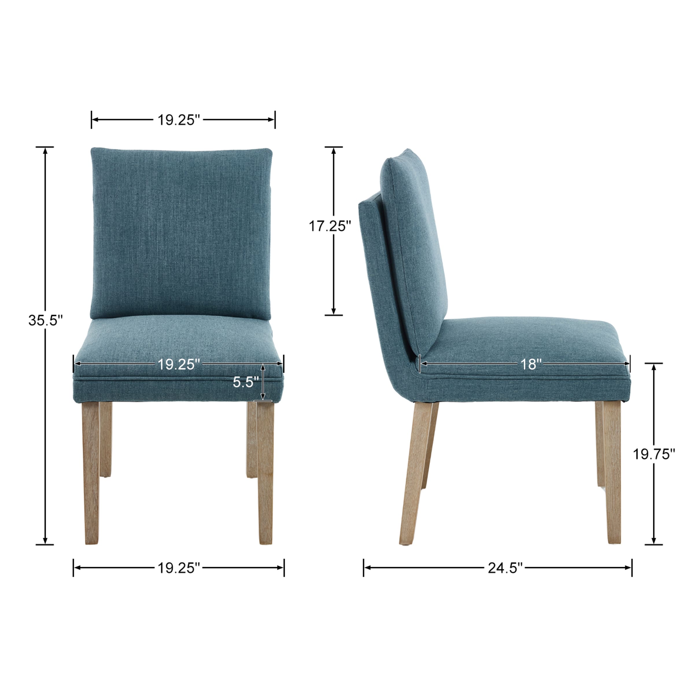 Janoray Linen Cushion Back Dining Chairs Set of 2 - 1007DC