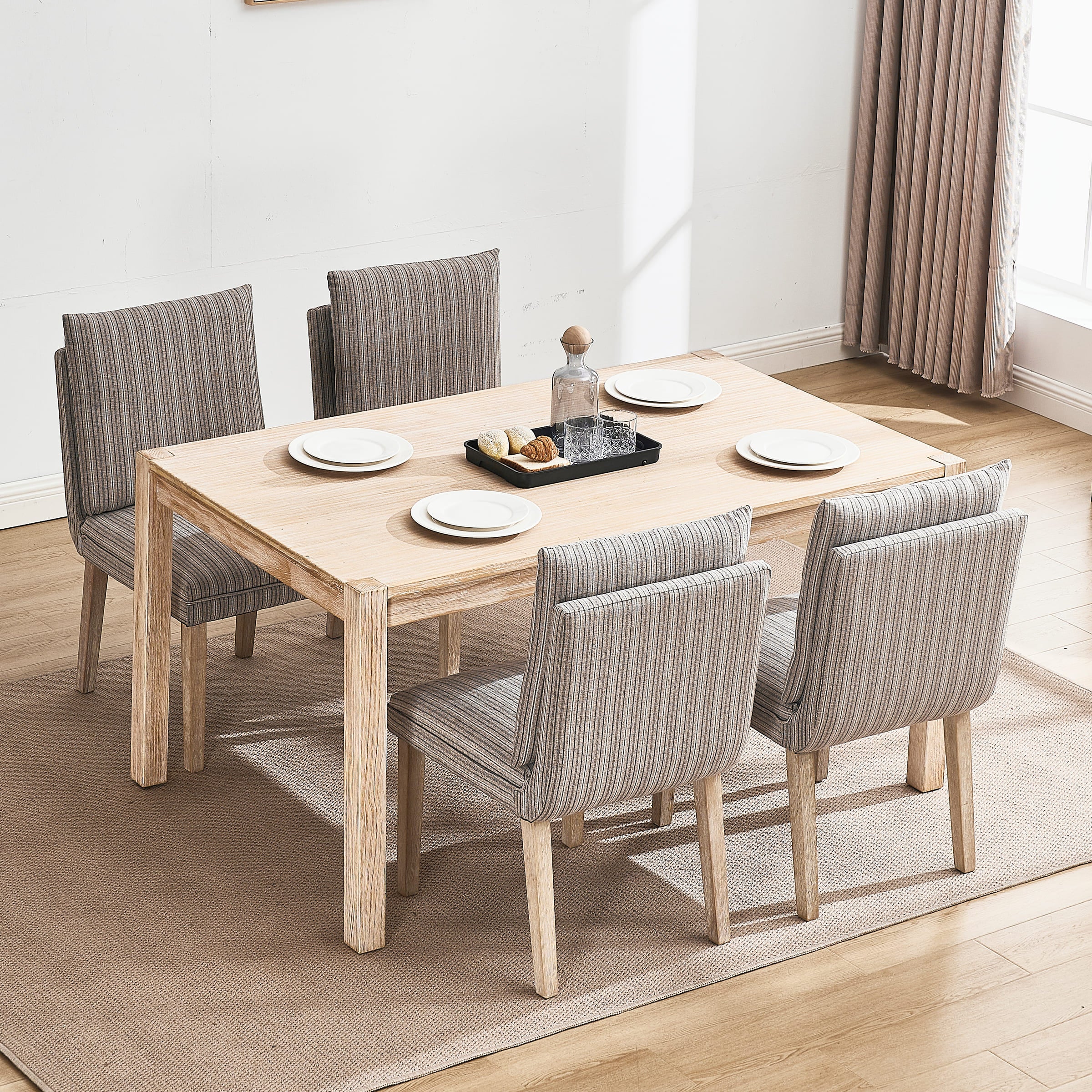 Janoray Linen Cushion Back Dining Chairs Set of 2 - 1007DC