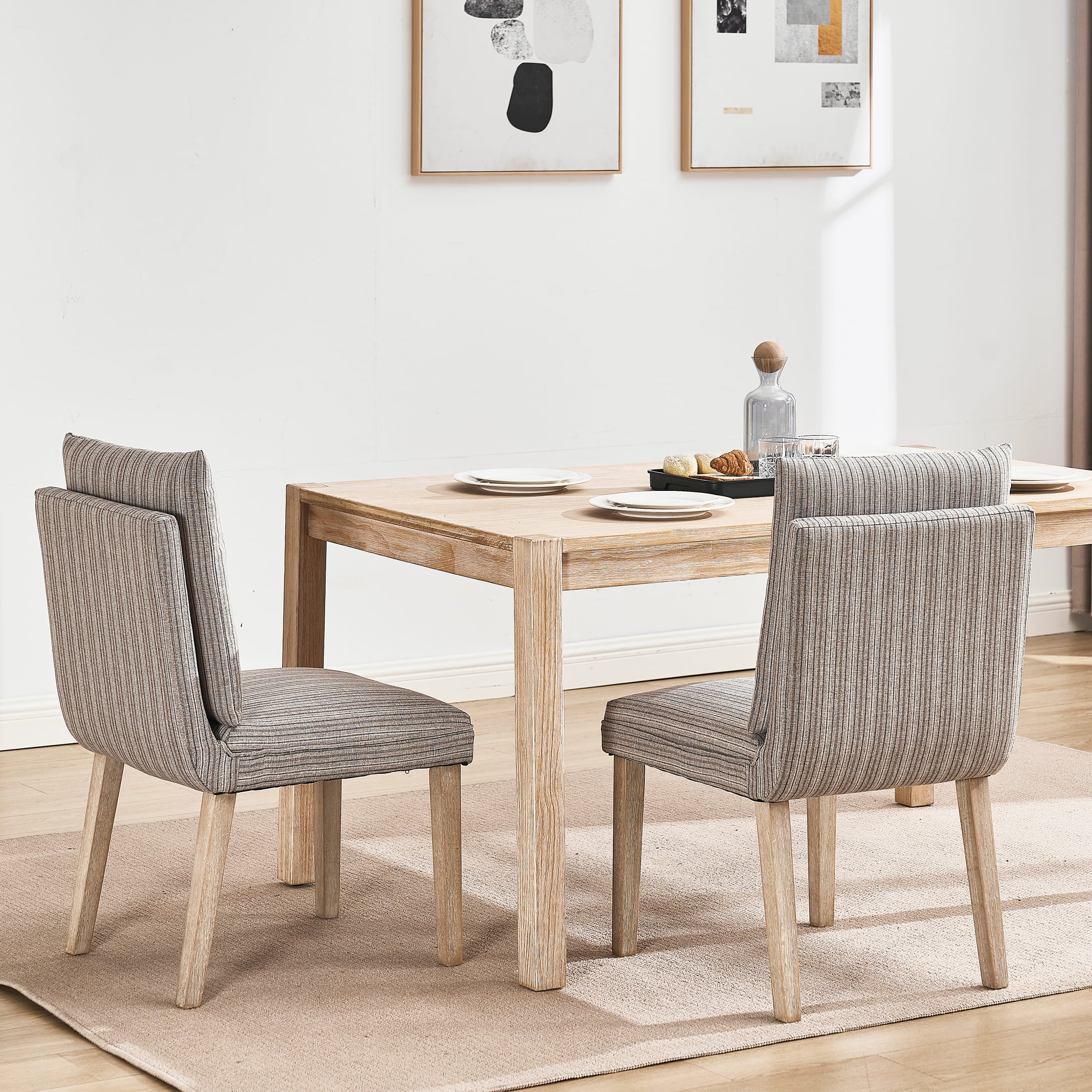 Janoray Linen Cushion Back Dining Chairs Set of 2 - 1007DC