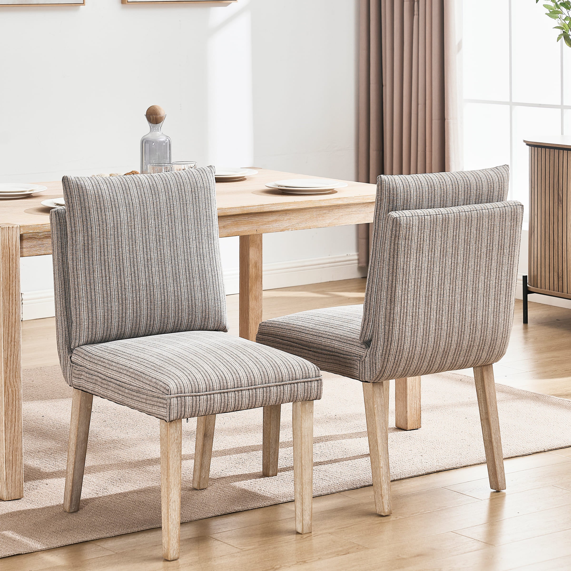 Janoray Linen Cushion Back Dining Chairs Set of 2 - 1007DC