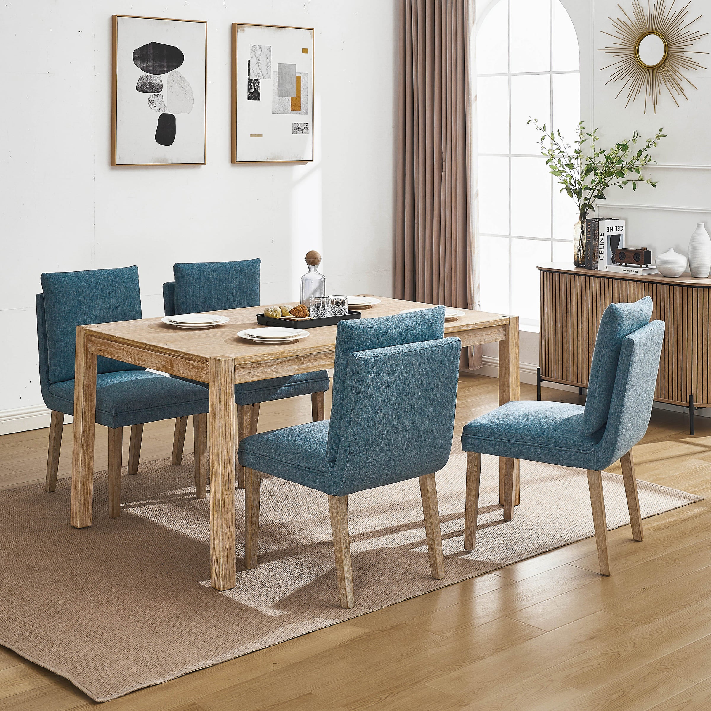 Janoray Linen Cushion Back Dining Chairs Set of 2 - 1007DC