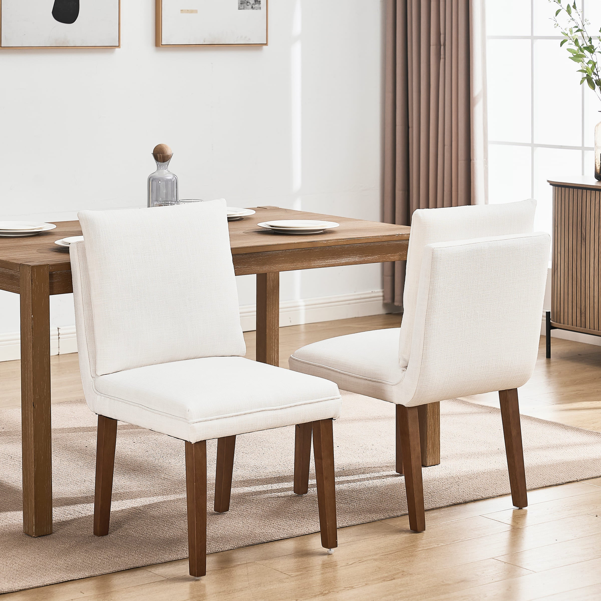 Janoray Linen Cushion Back Dining Chairs Set of 2 - 1007DC