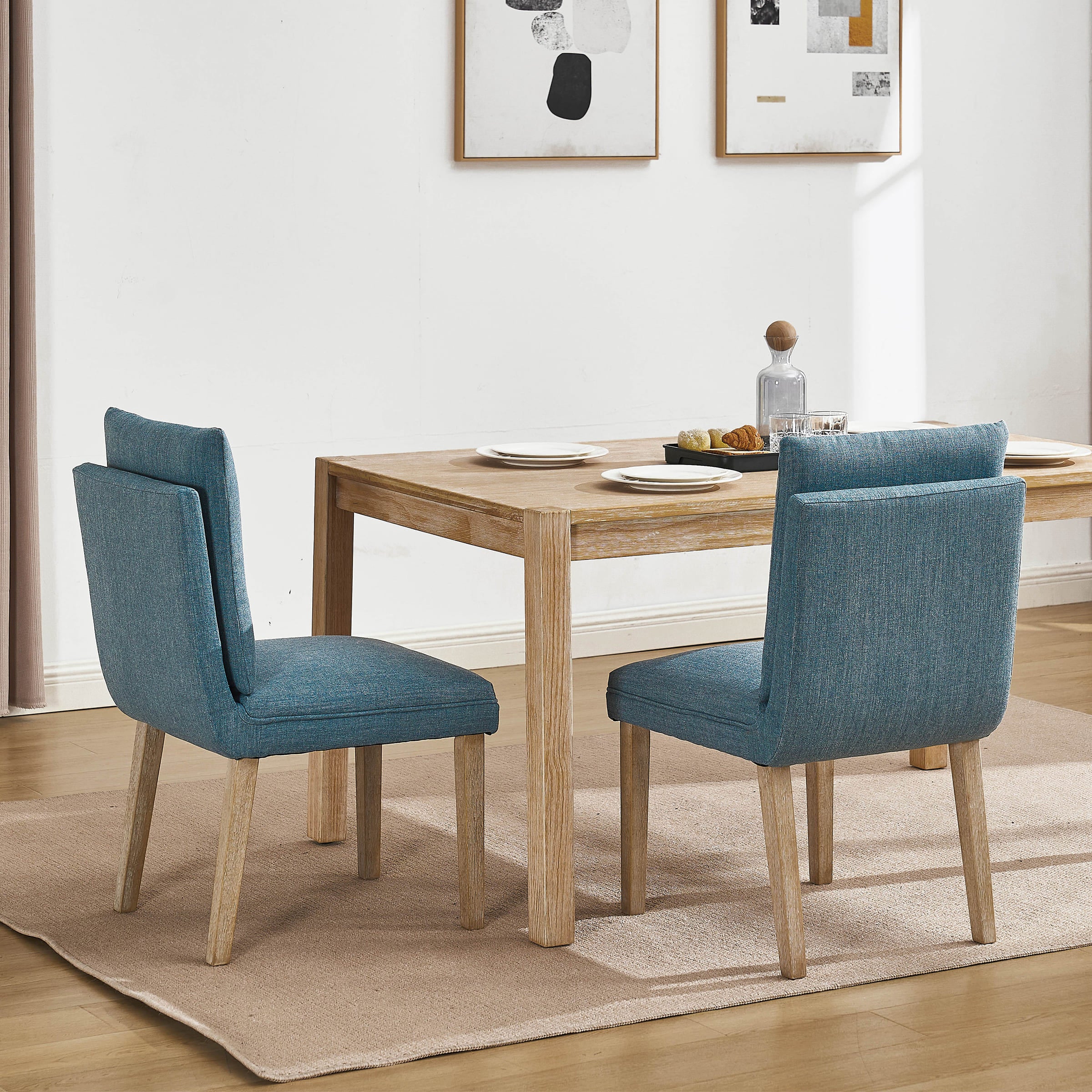 Janoray Linen Cushion Back Dining Chairs Set of 2 - 1007DC