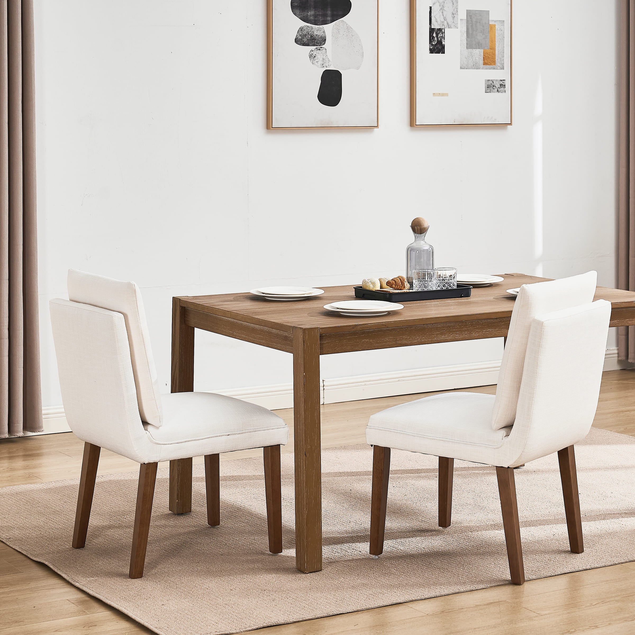 Janoray Linen Cushion Back Dining Chairs Set of 2 - 1007DC