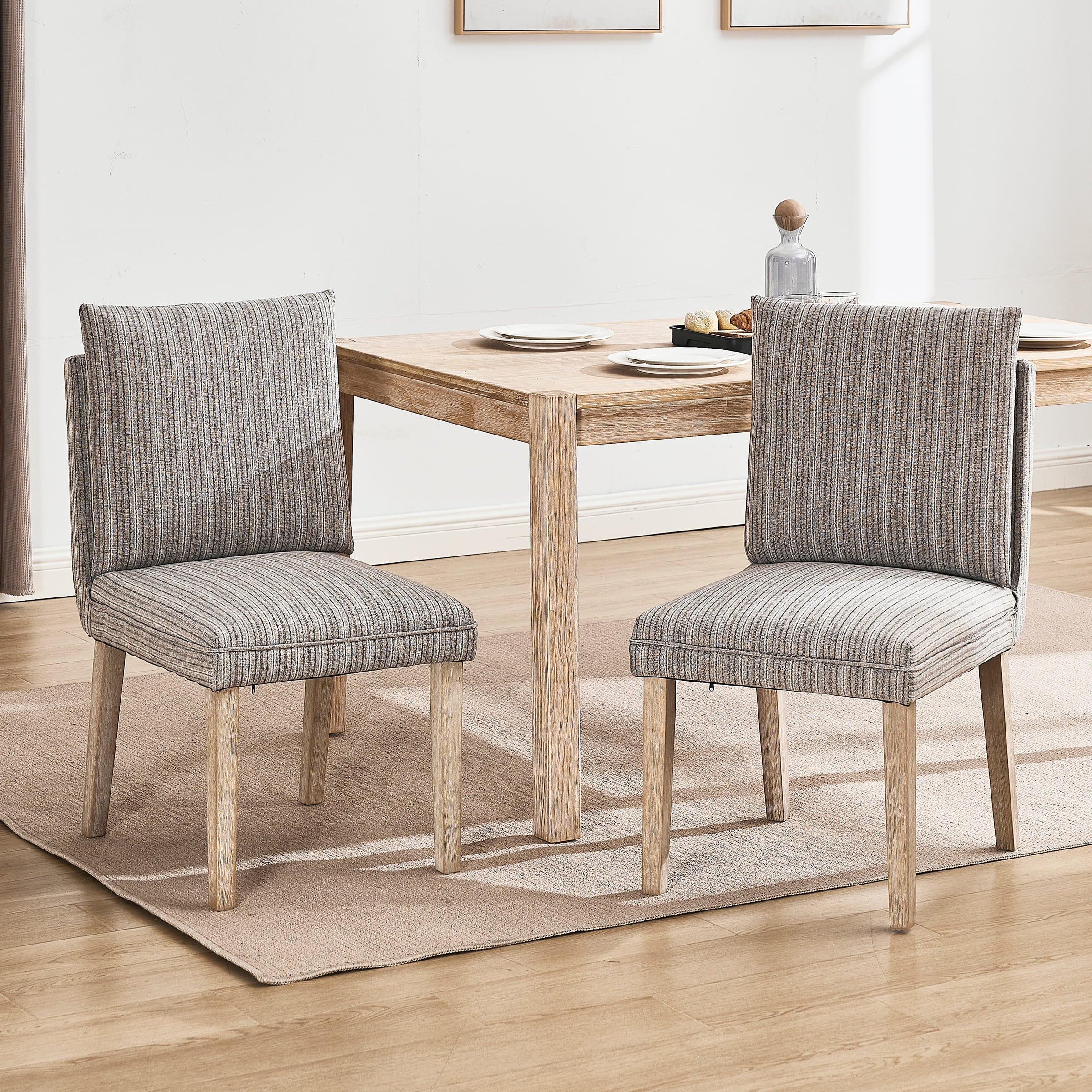 Janoray Linen Cushion Back Dining Chairs Set of 2 - 1007DC
