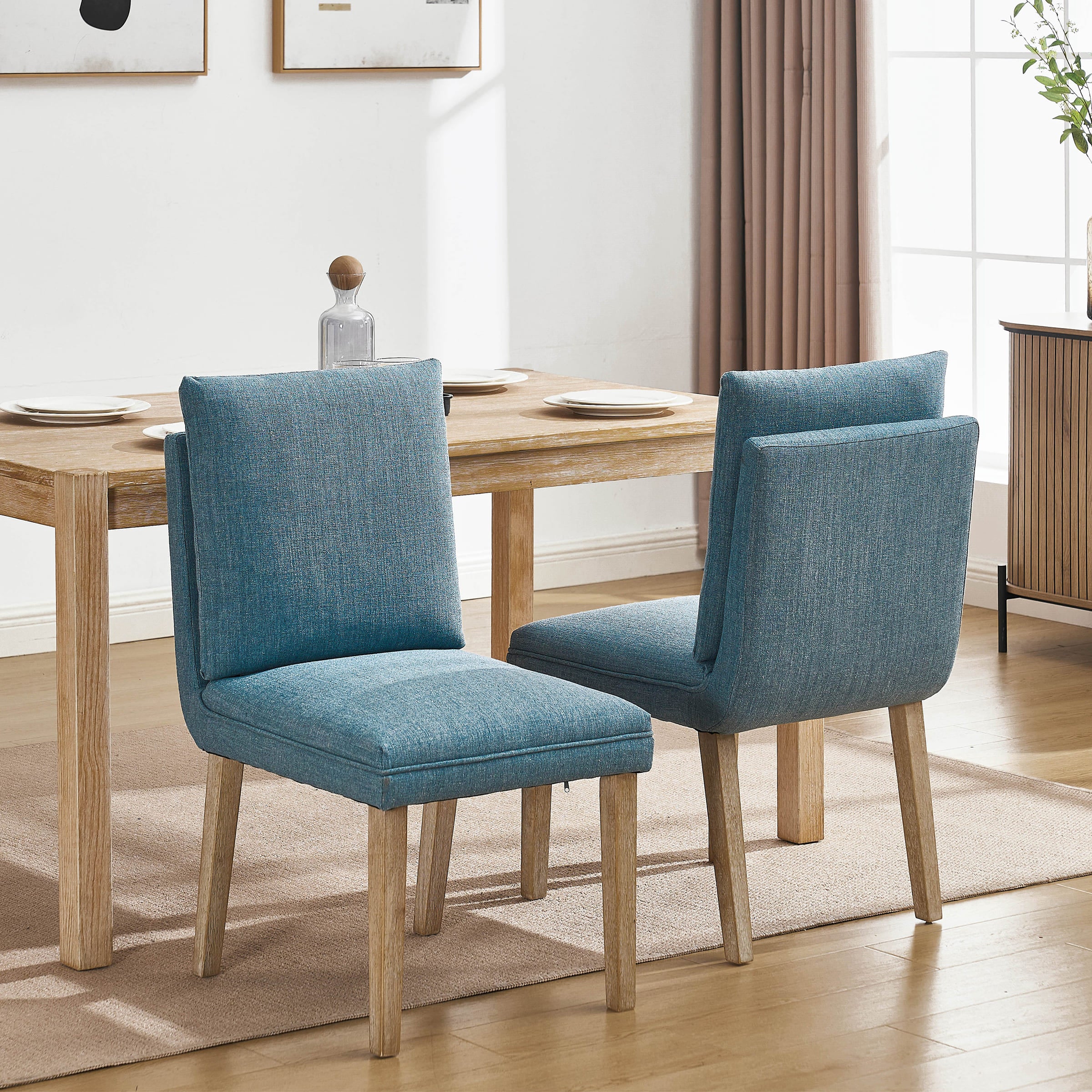 Janoray Linen Cushion Back Dining Chairs Set of 2 - 1007DC