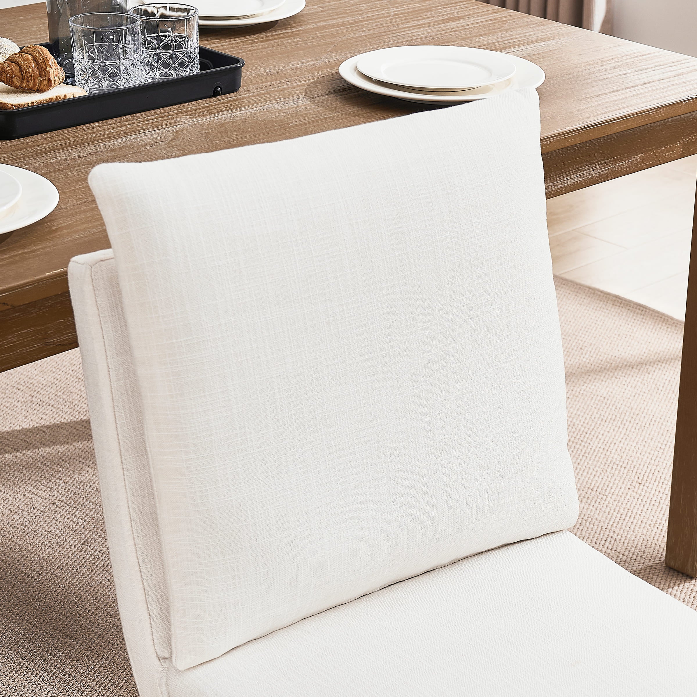 Janoray Linen Cushion Back Dining Chairs Set of 2 - 1007DC