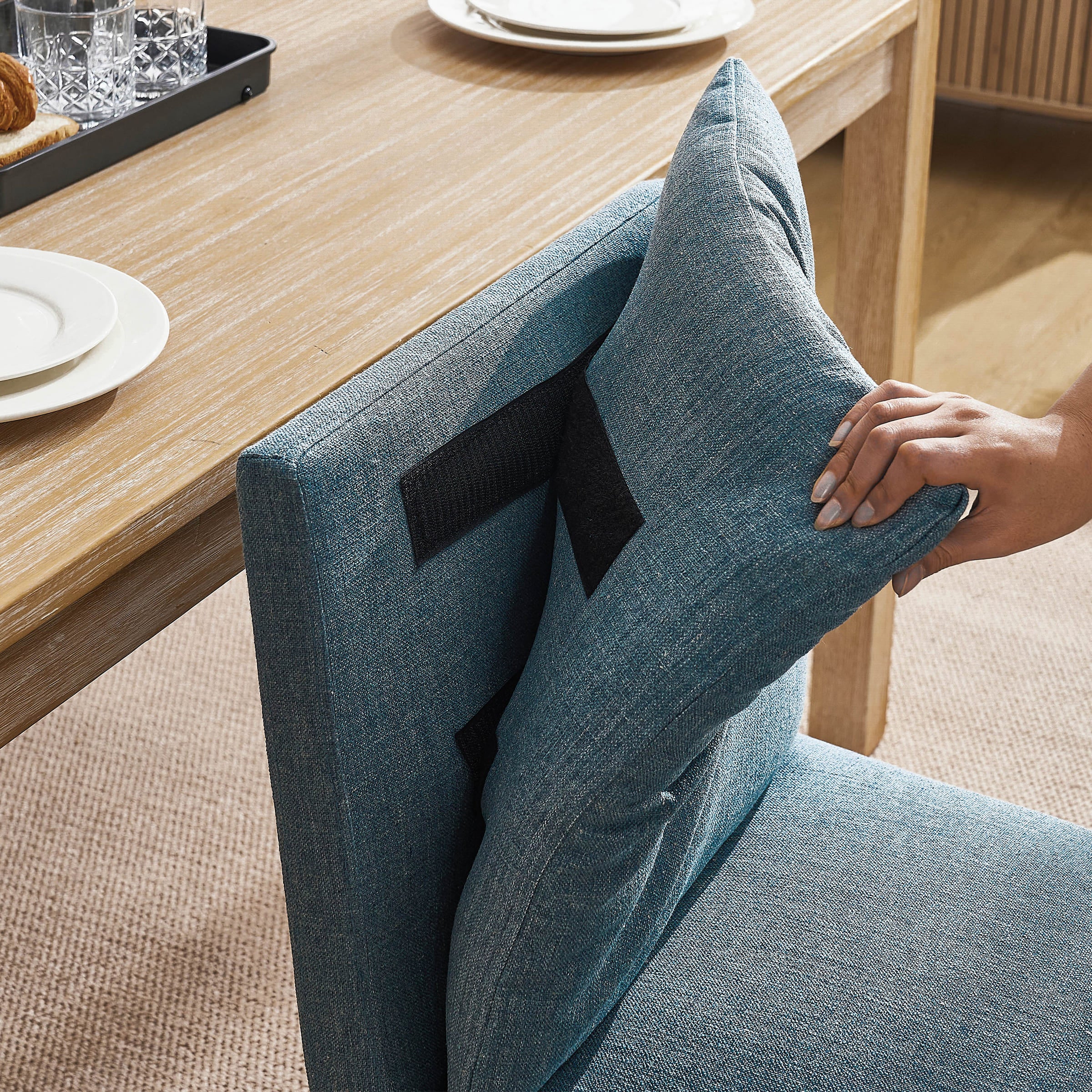 Janoray Linen Cushion Back Dining Chairs Set of 2 - 1007DC