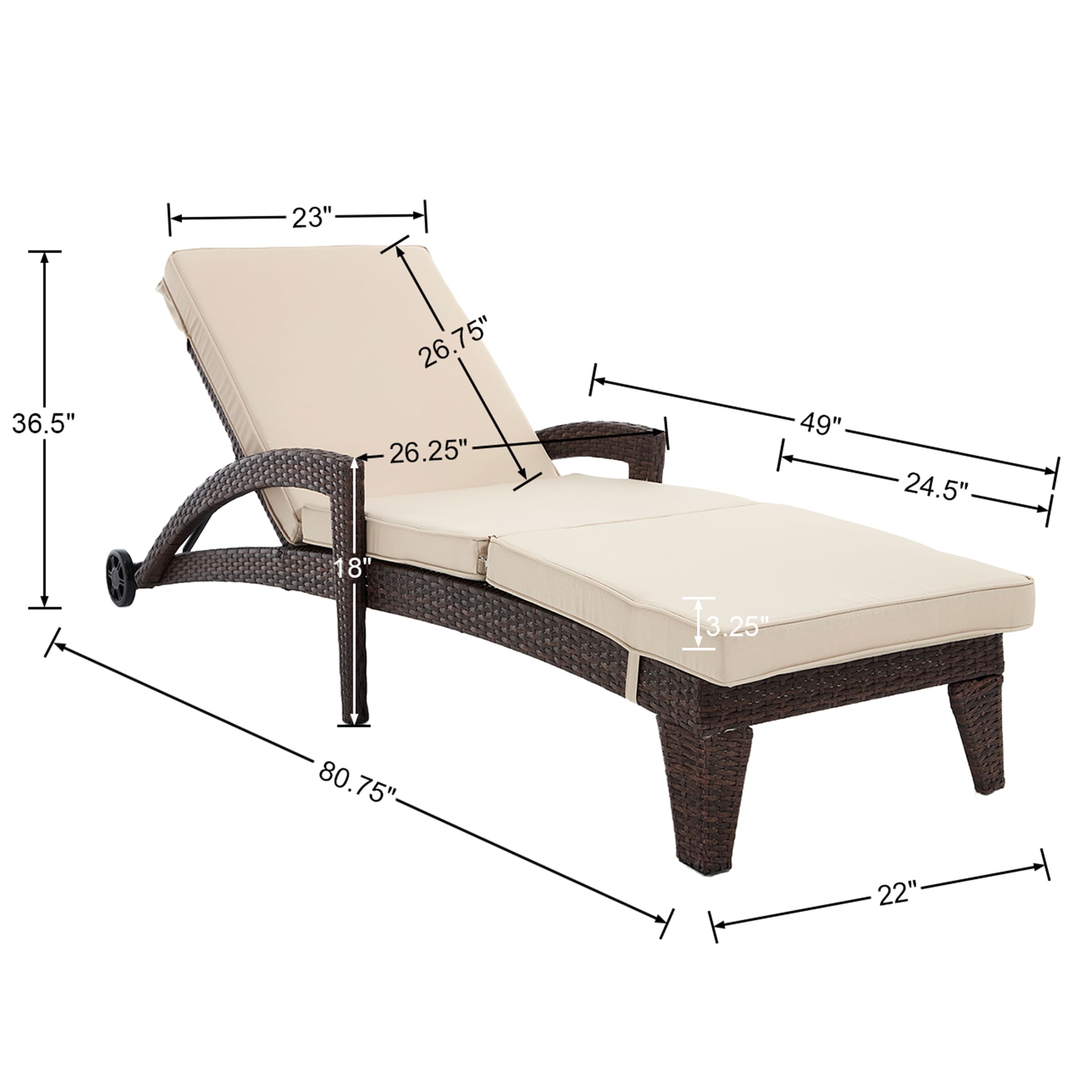 ROCITY Lounge Outdoor Chairs with Wheels Set of 2 - 2401RO