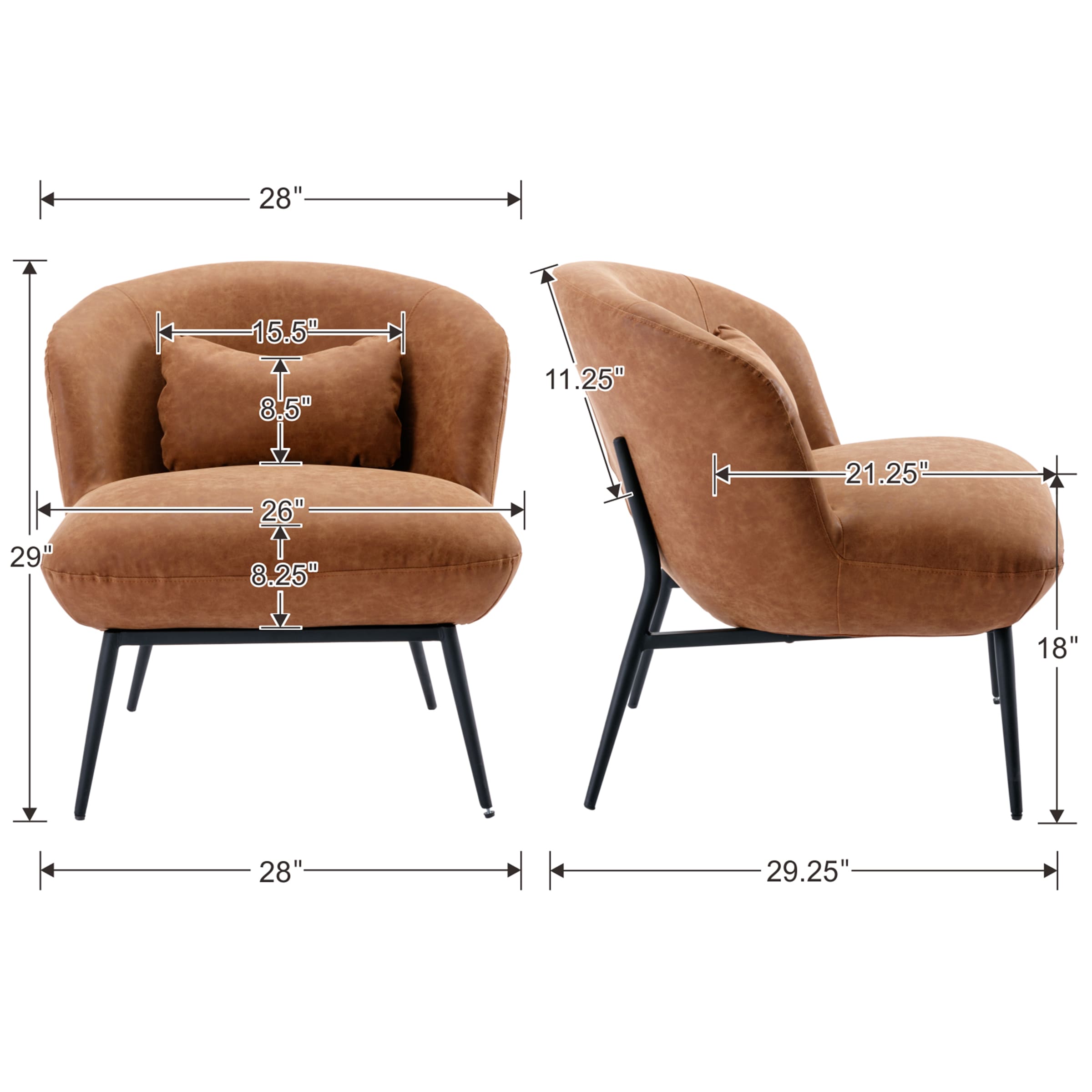 ROCITY Modern Accent Chair with Lumbar Pillow 1 PCS -19040AC