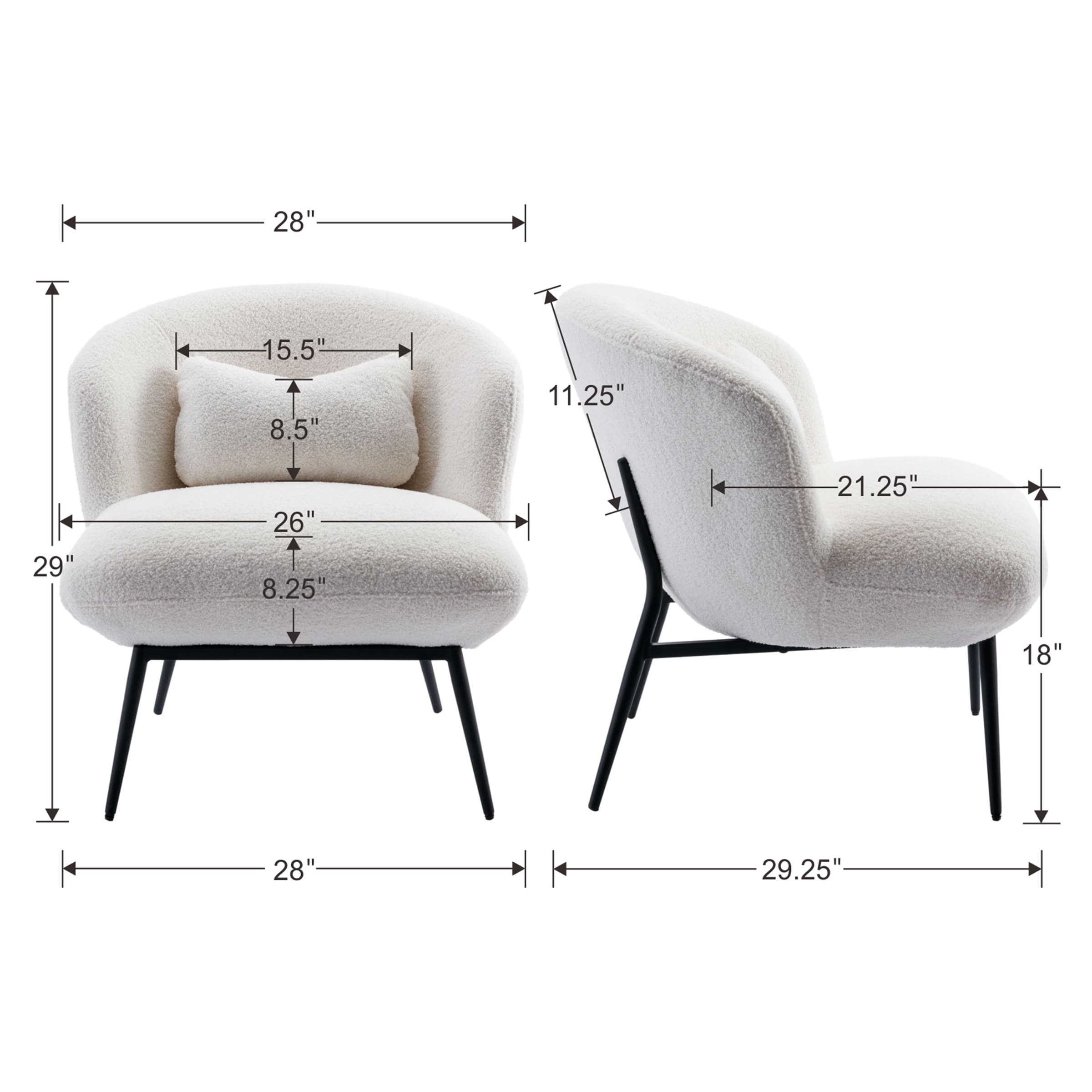 ROCITY Modern Accent Chair with Lumbar Pillow 1 PCS -19040AC