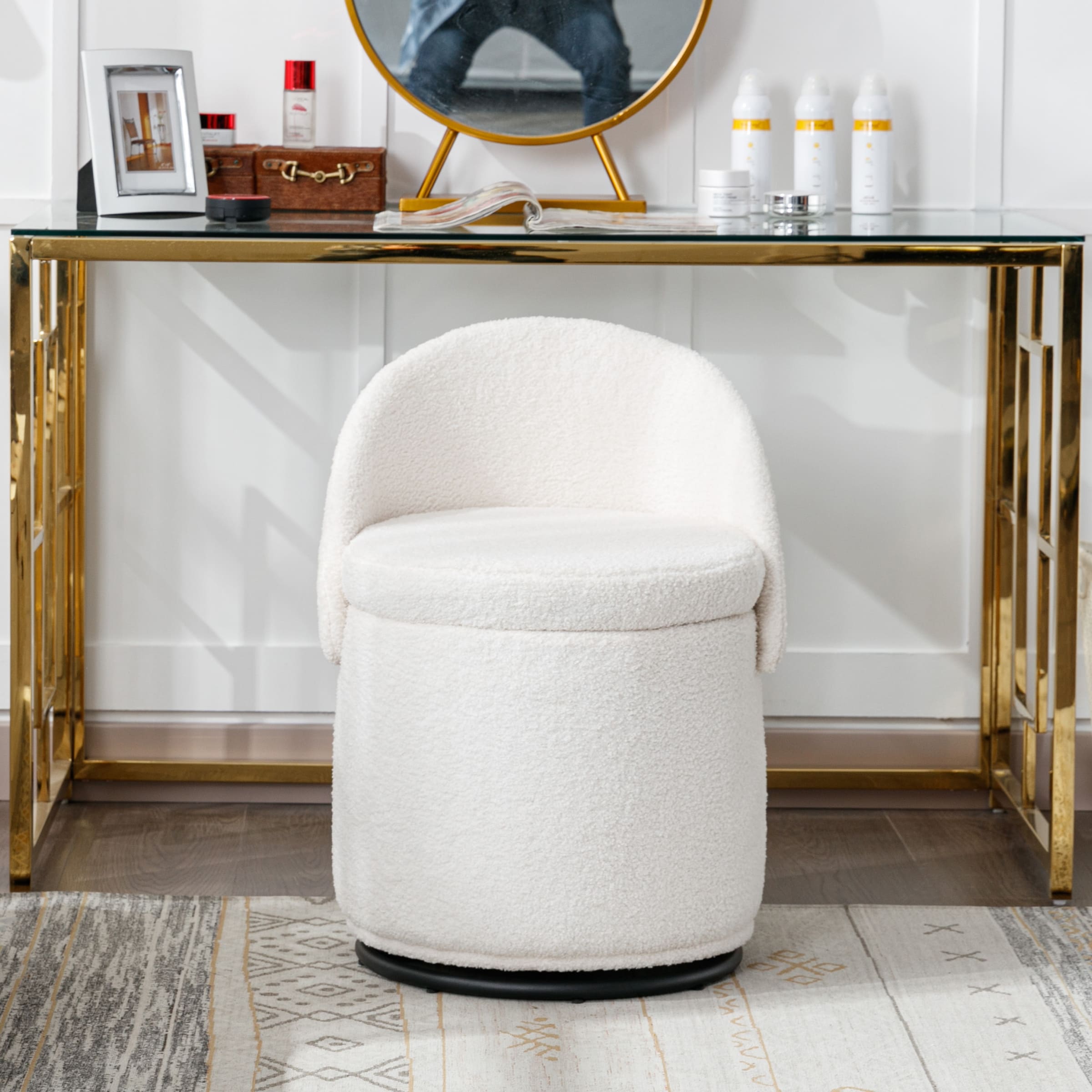 ROCITY Modern Armless Swivel Ottoman 1 PCS - 2307OT