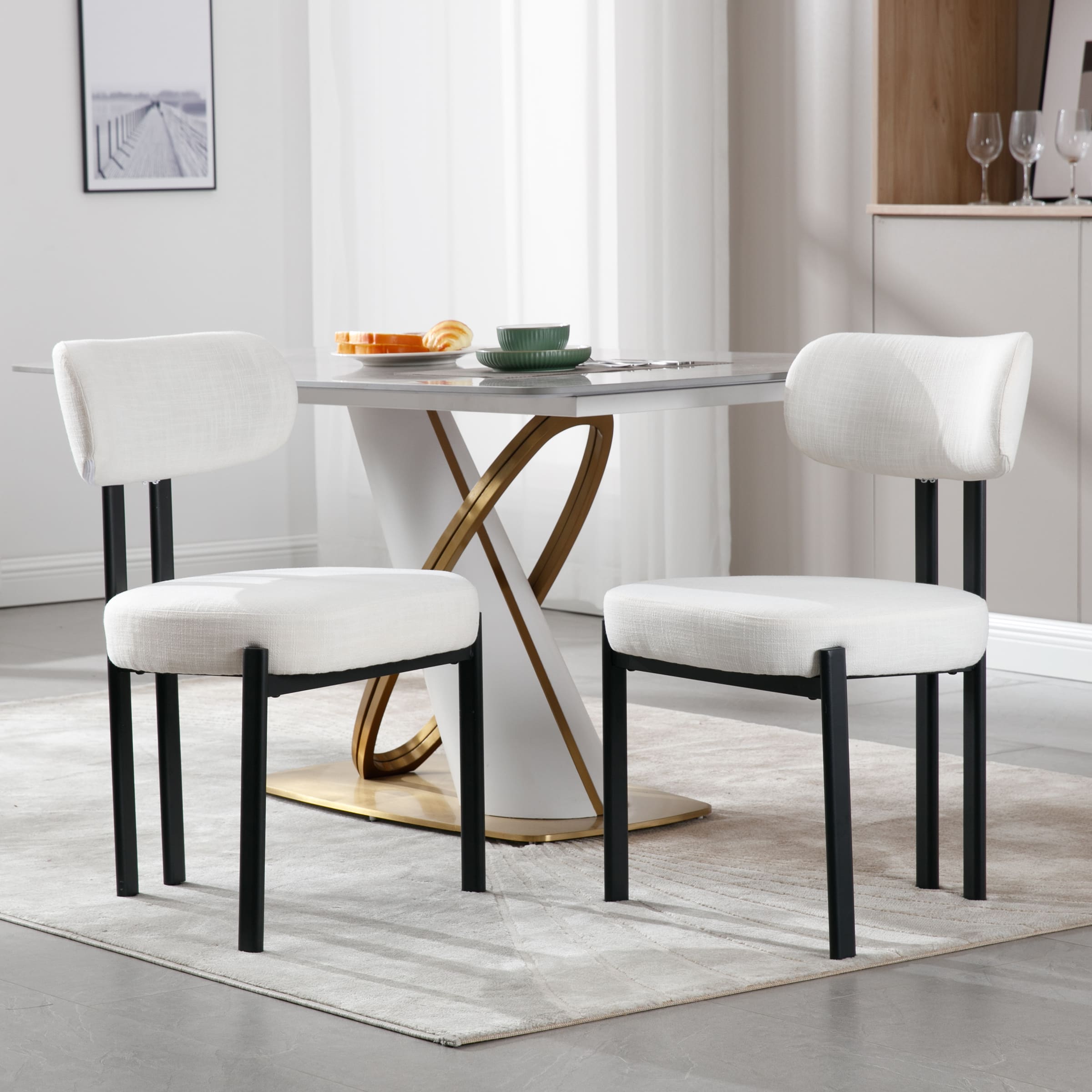 ROCITY Modern Curved Back Dining Chairs Set of 2 - 3110DC