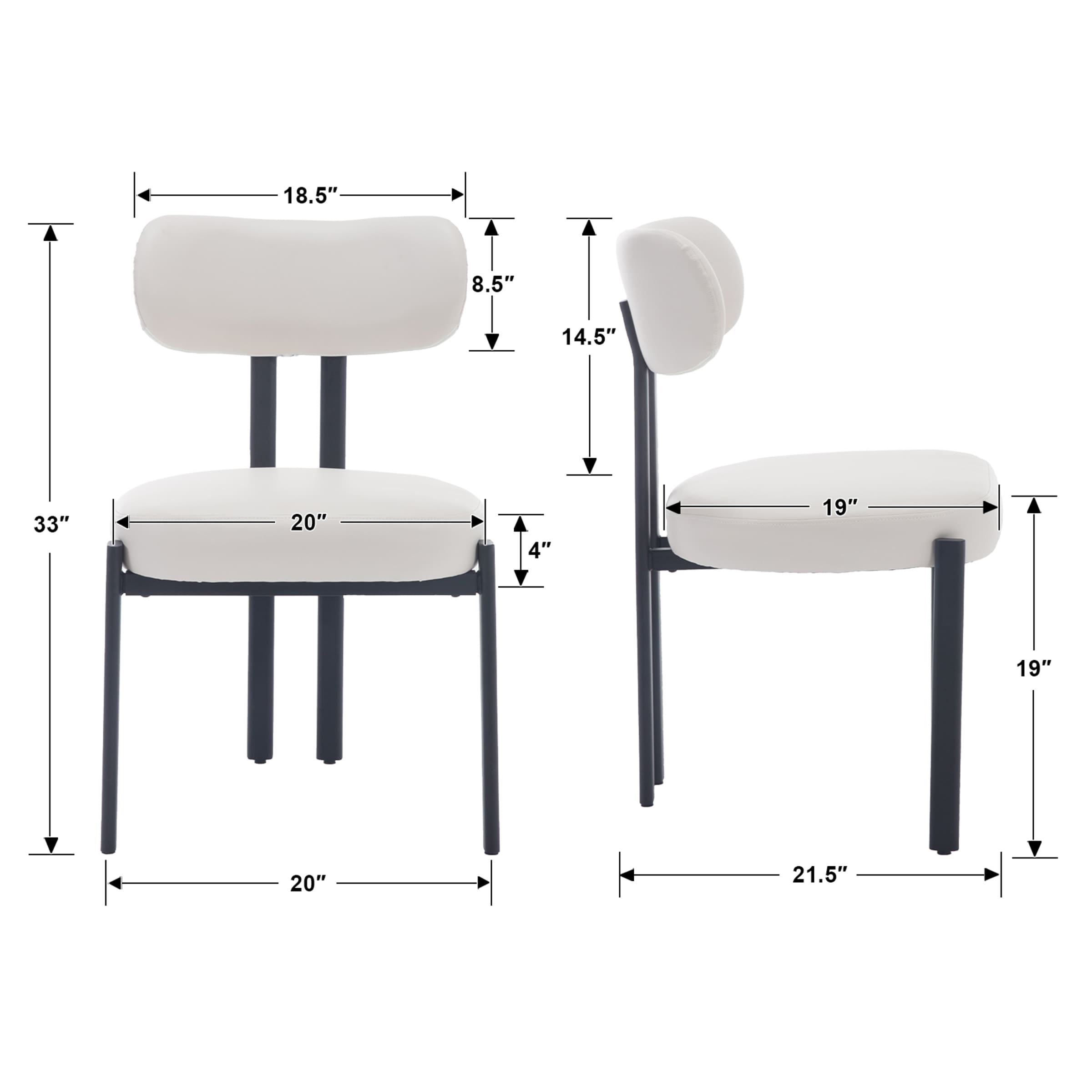 ROCITY Modern Curved Back Dining Chairs Set of 2 - 3110DC