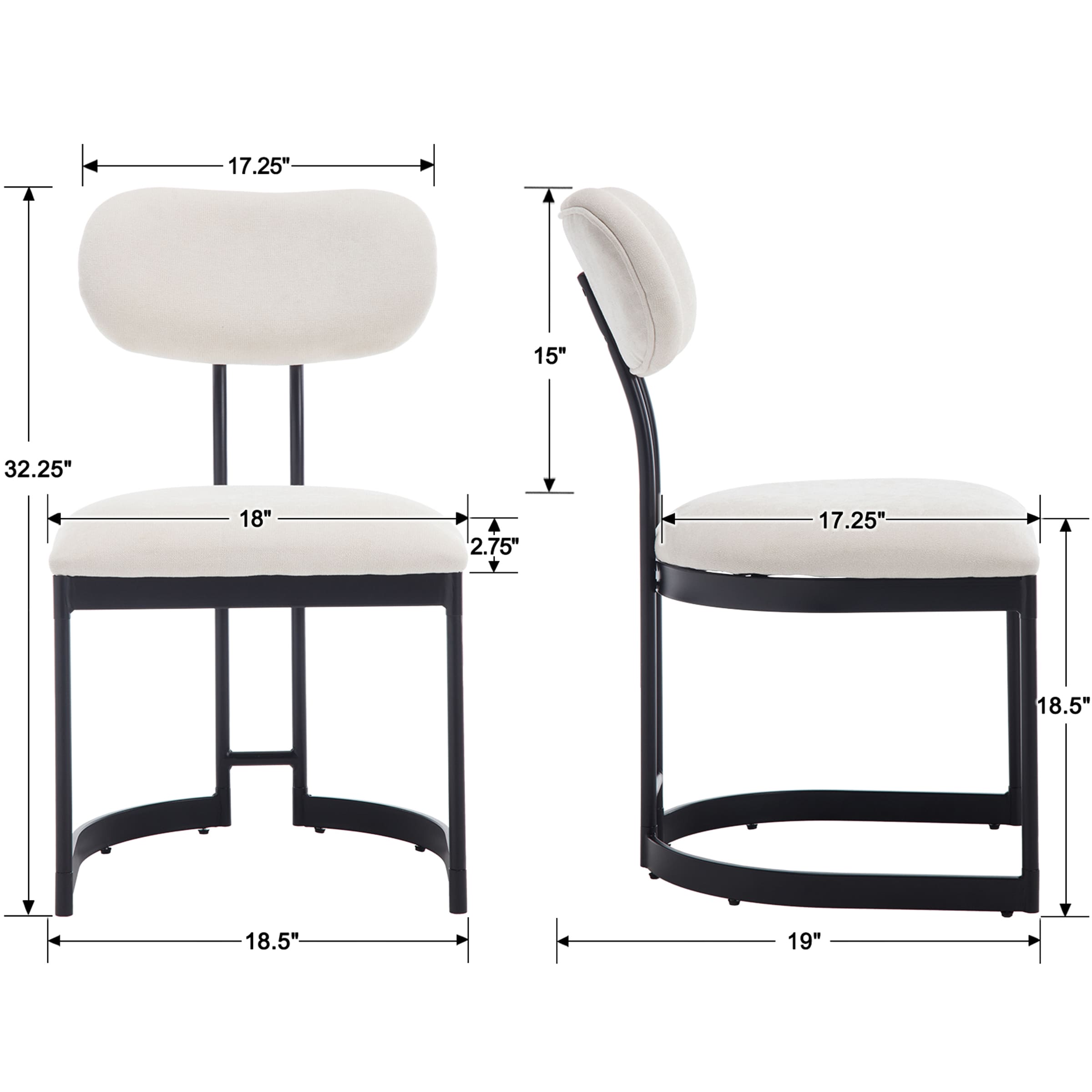 ROCITY Modern Gold Upholstered Dining Chairs Set of 2 - 23807