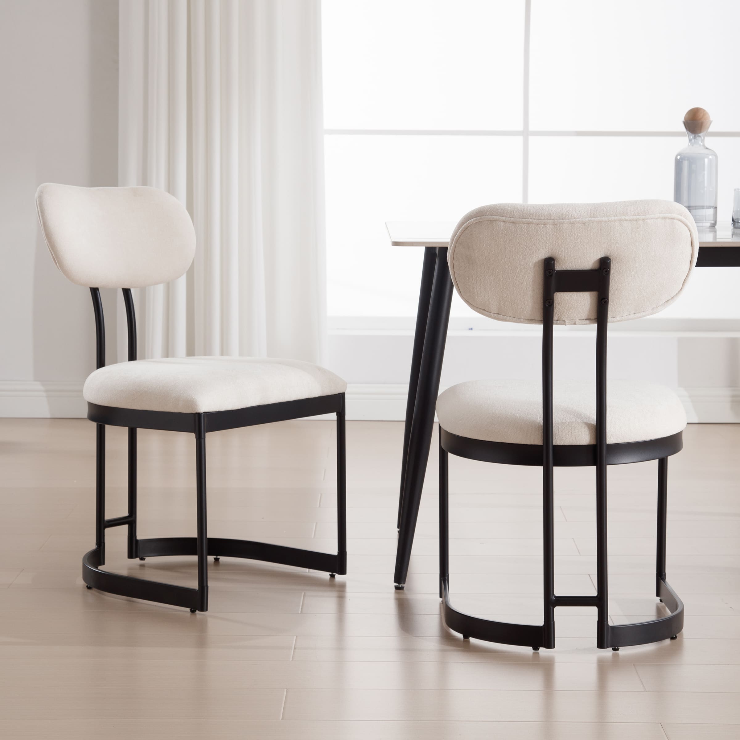 ROCITY Modern Gold Upholstered Dining Chairs Set of 2 - 23807