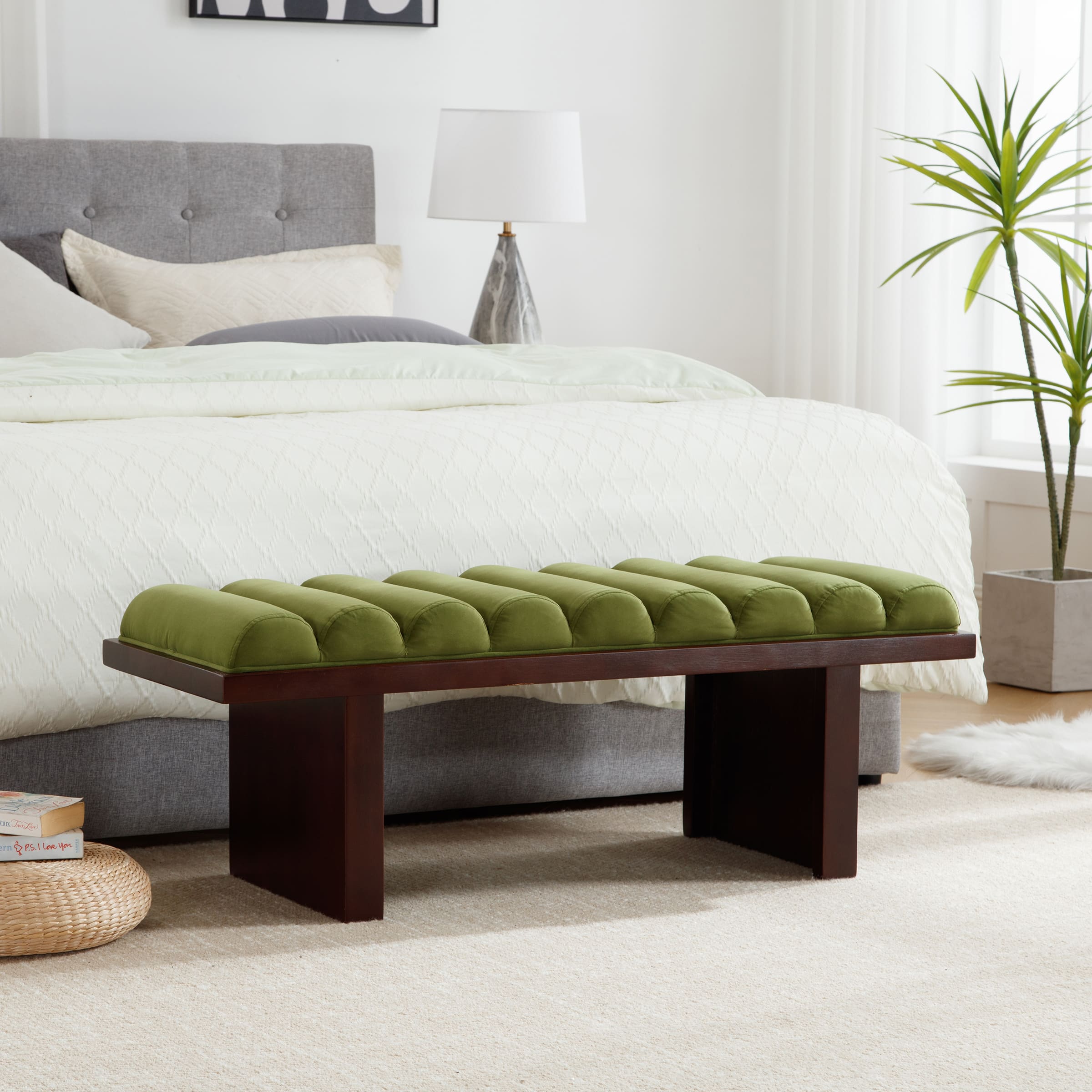 EALSON Modern Padded Wood Frame Bench - 2639BH