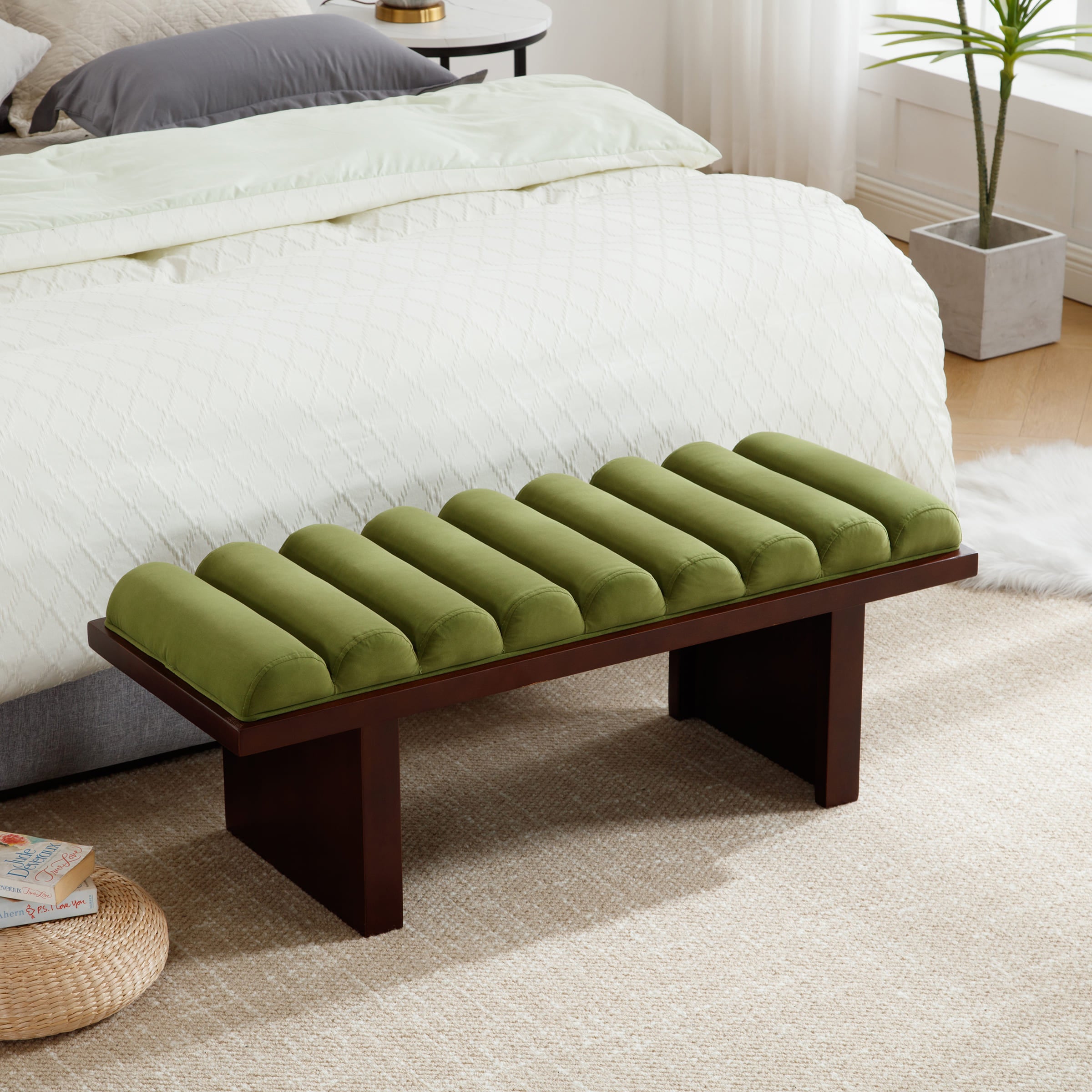 EALSON Modern Padded Wood Frame Bench - 2639BH