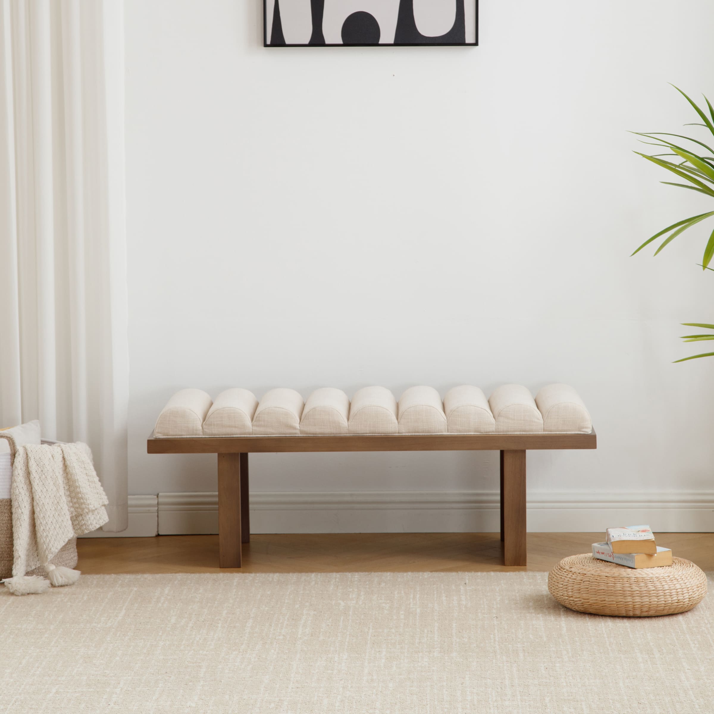 EALSON Modern Padded Wood Frame Bench - 2639BH