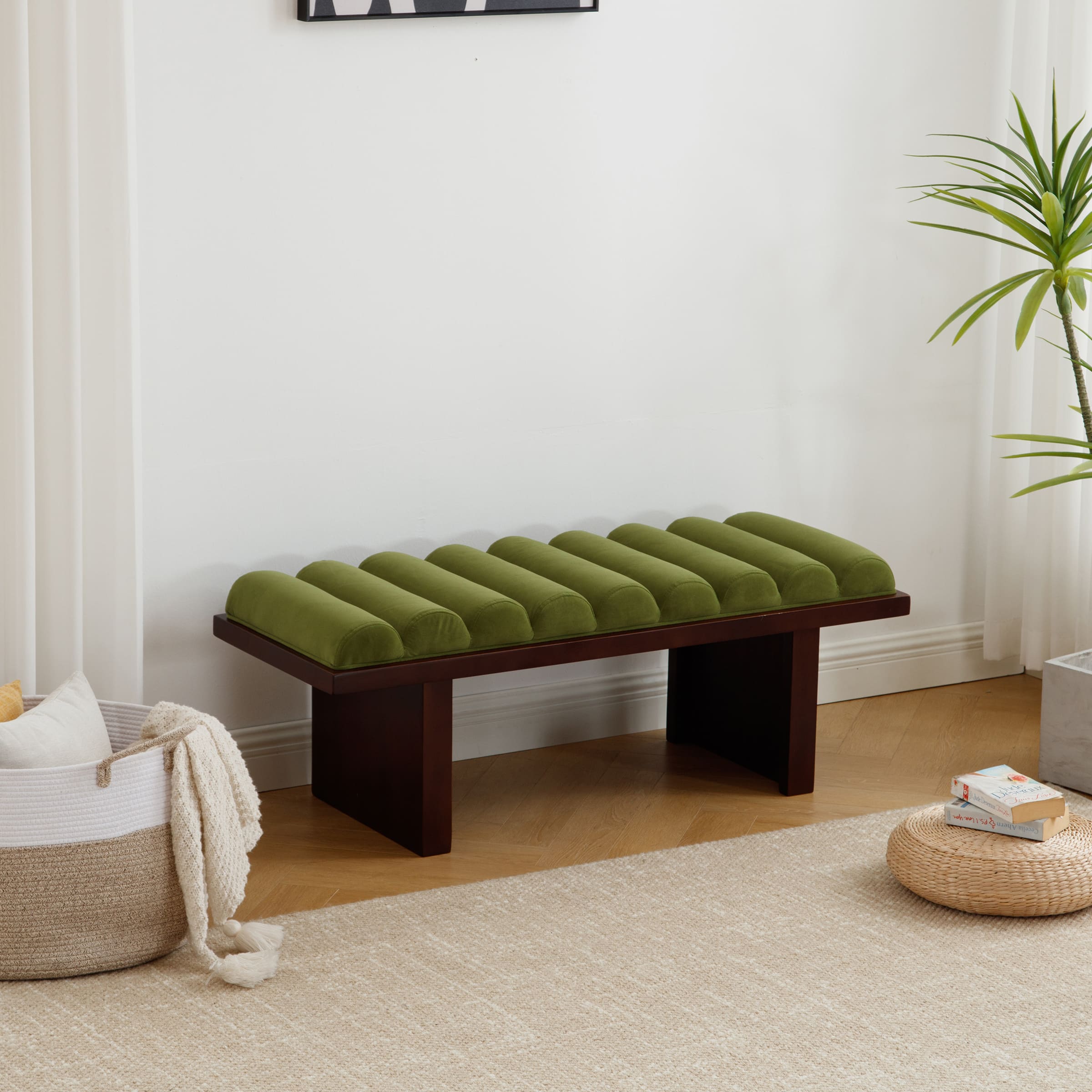 EALSON Modern Padded Wood Frame Bench - 2639BH