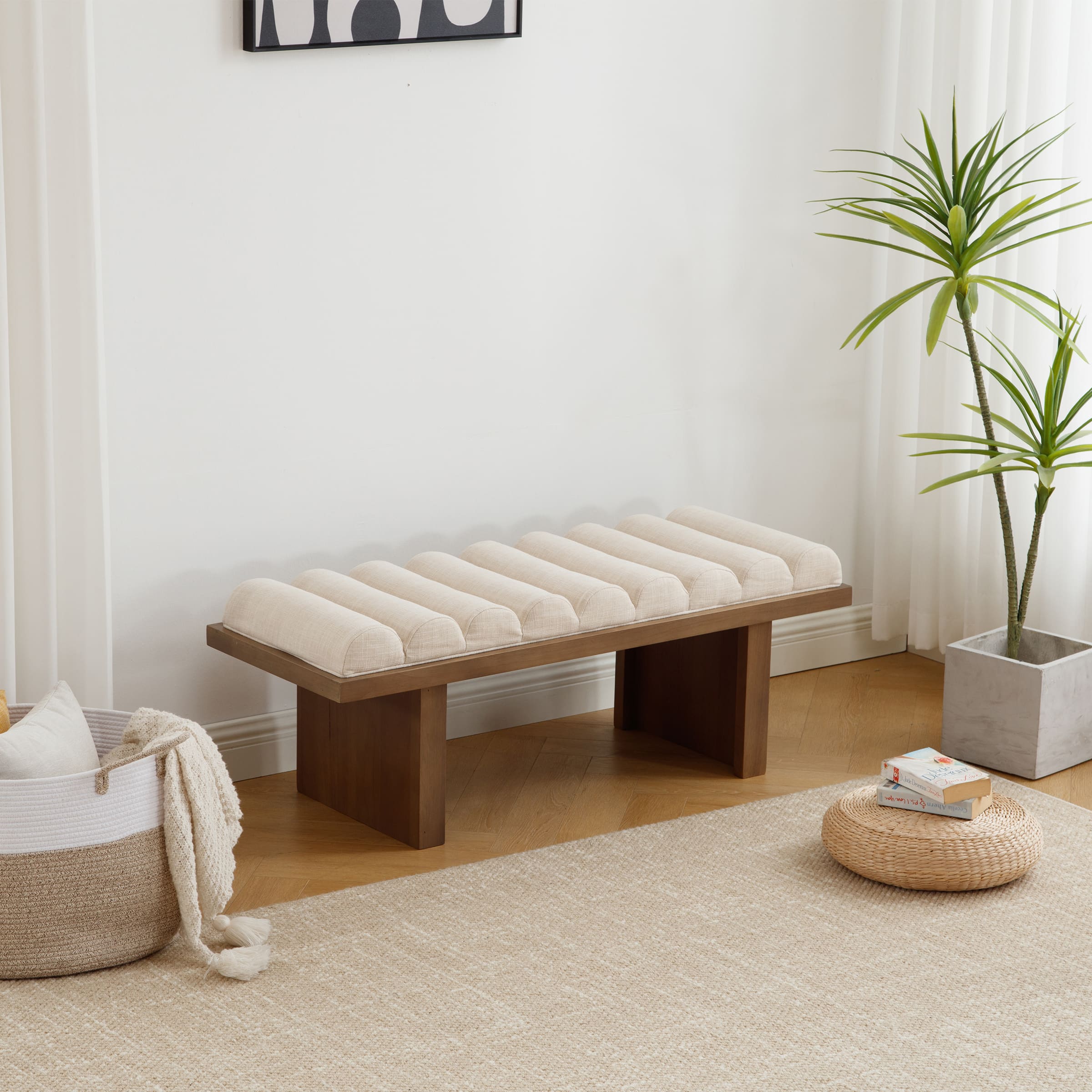 EALSON Modern Padded Wood Frame Bench - 2639BH