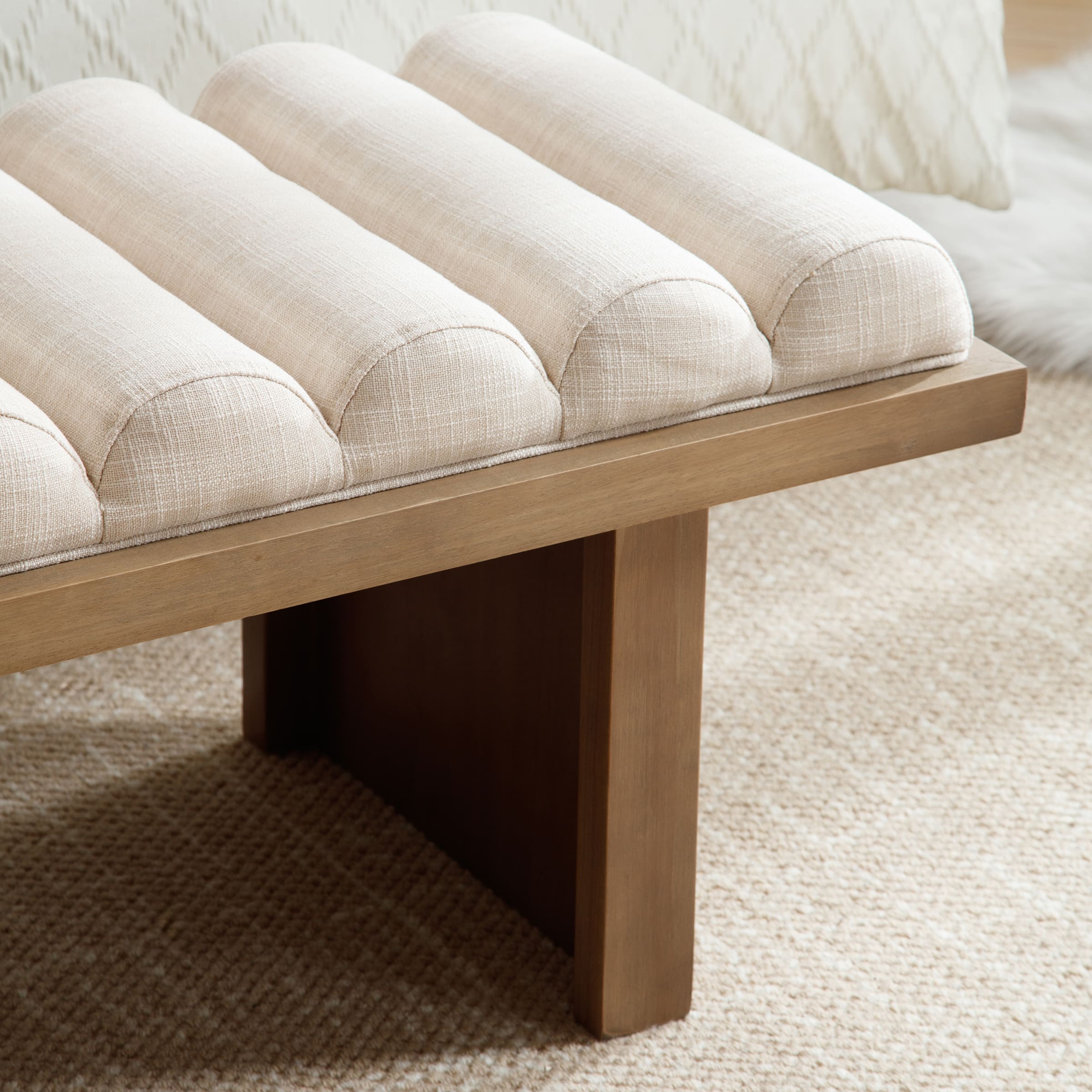 EALSON Modern Padded Wood Frame Bench - 2639BH