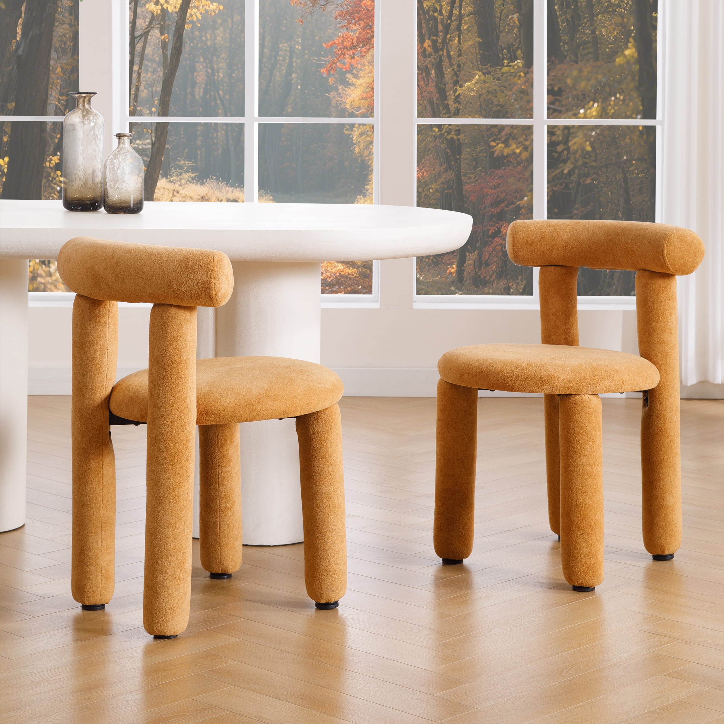 ROCITY Modern Sherpa Cute Dining Chairs Set of 2 - 3136DC