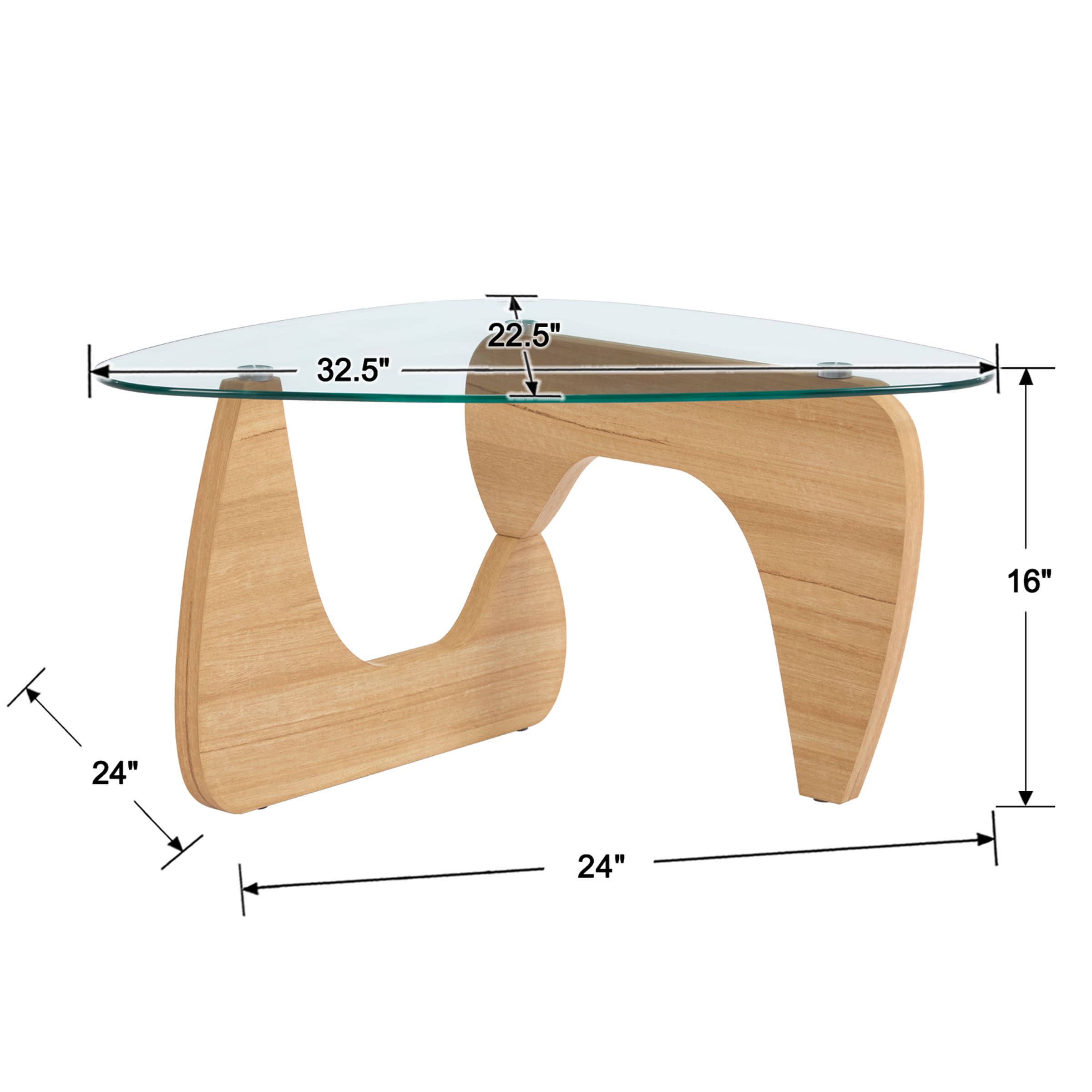 ROCITY Modern Triangle Center Glass Coffee Table - 7736CT