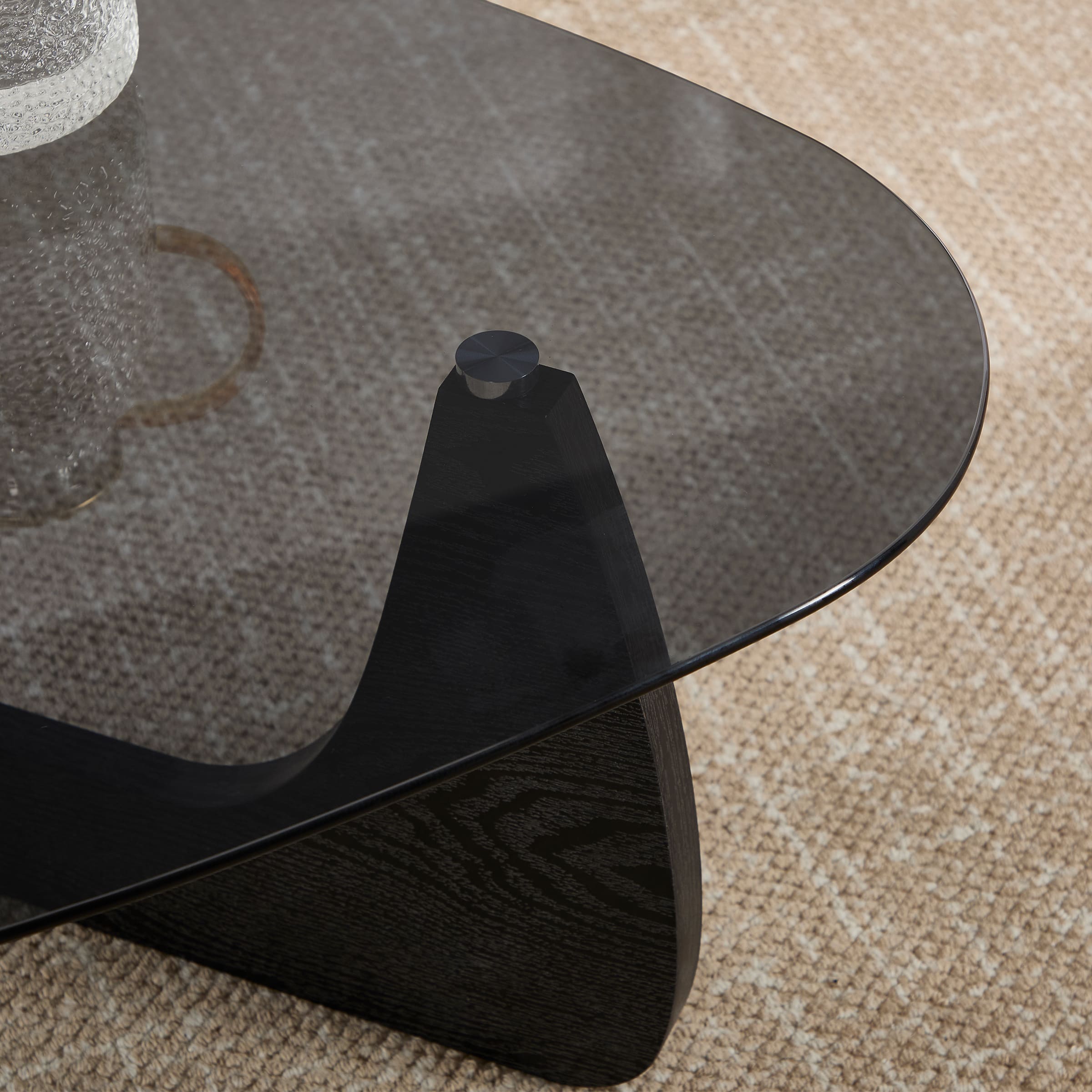 ROCITY Modern Triangle Center Glass Coffee Table - 7736CT