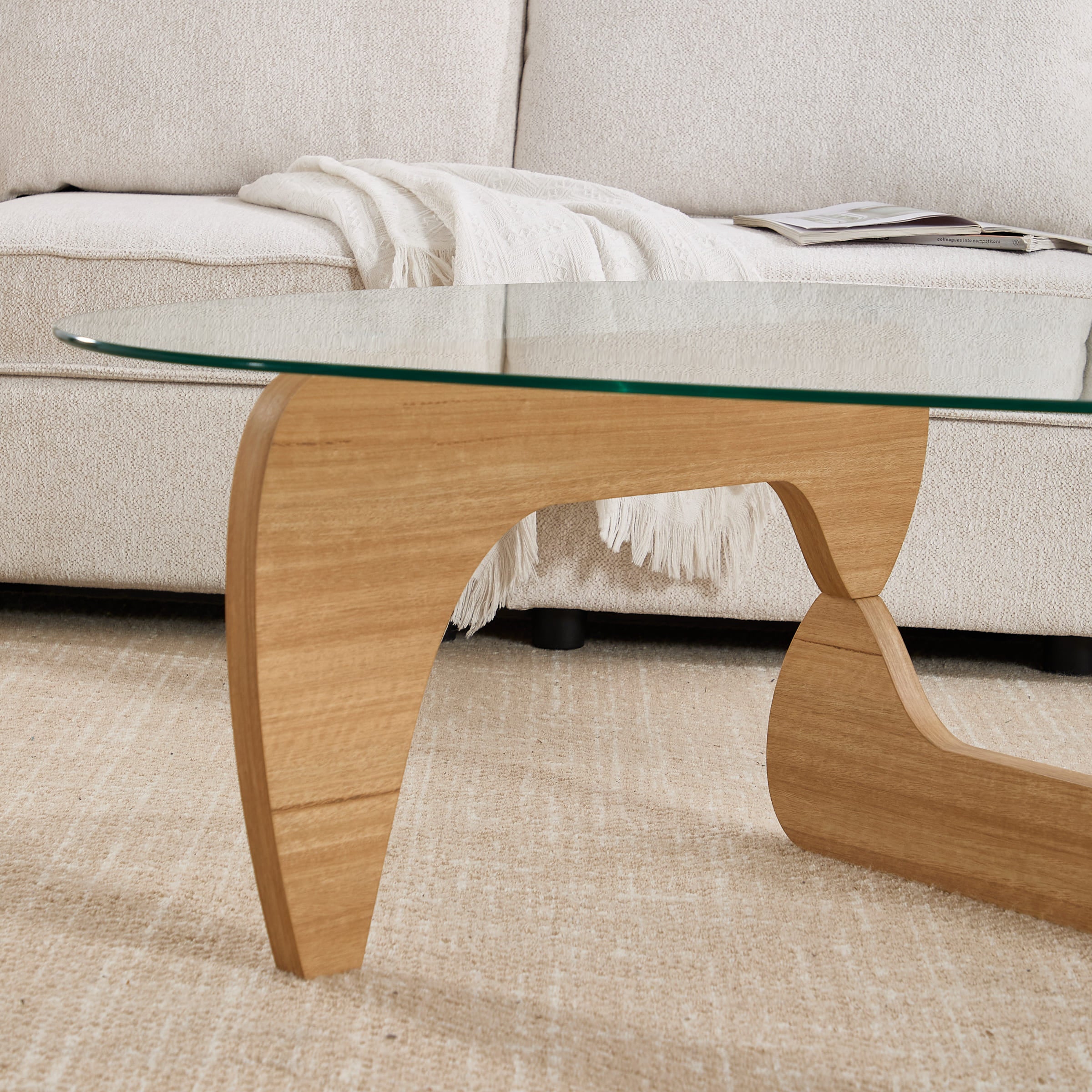 ROCITY Modern Triangle Center Glass Coffee Table - 7736CT