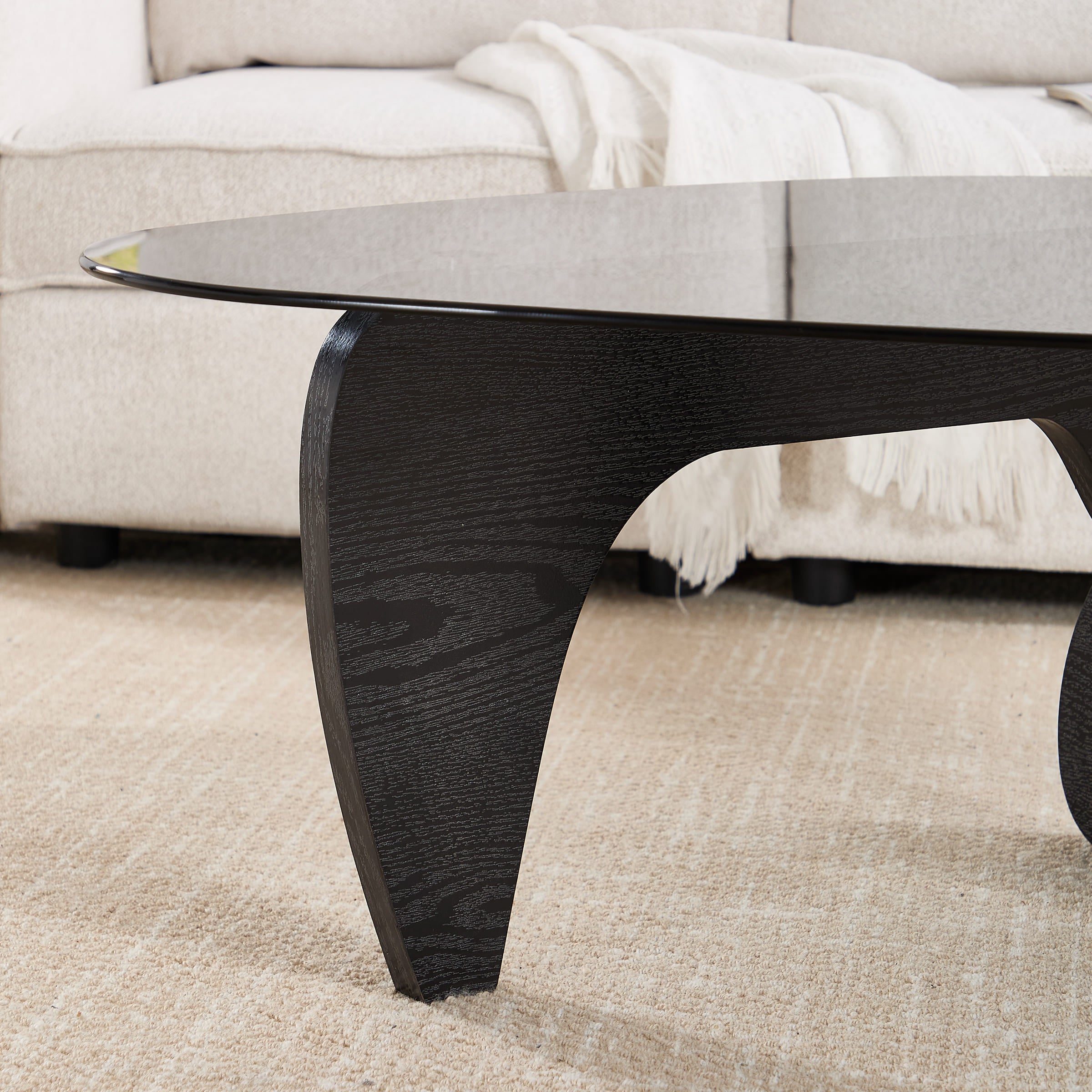 ROCITY Modern Triangle Center Glass Coffee Table - 7736CT