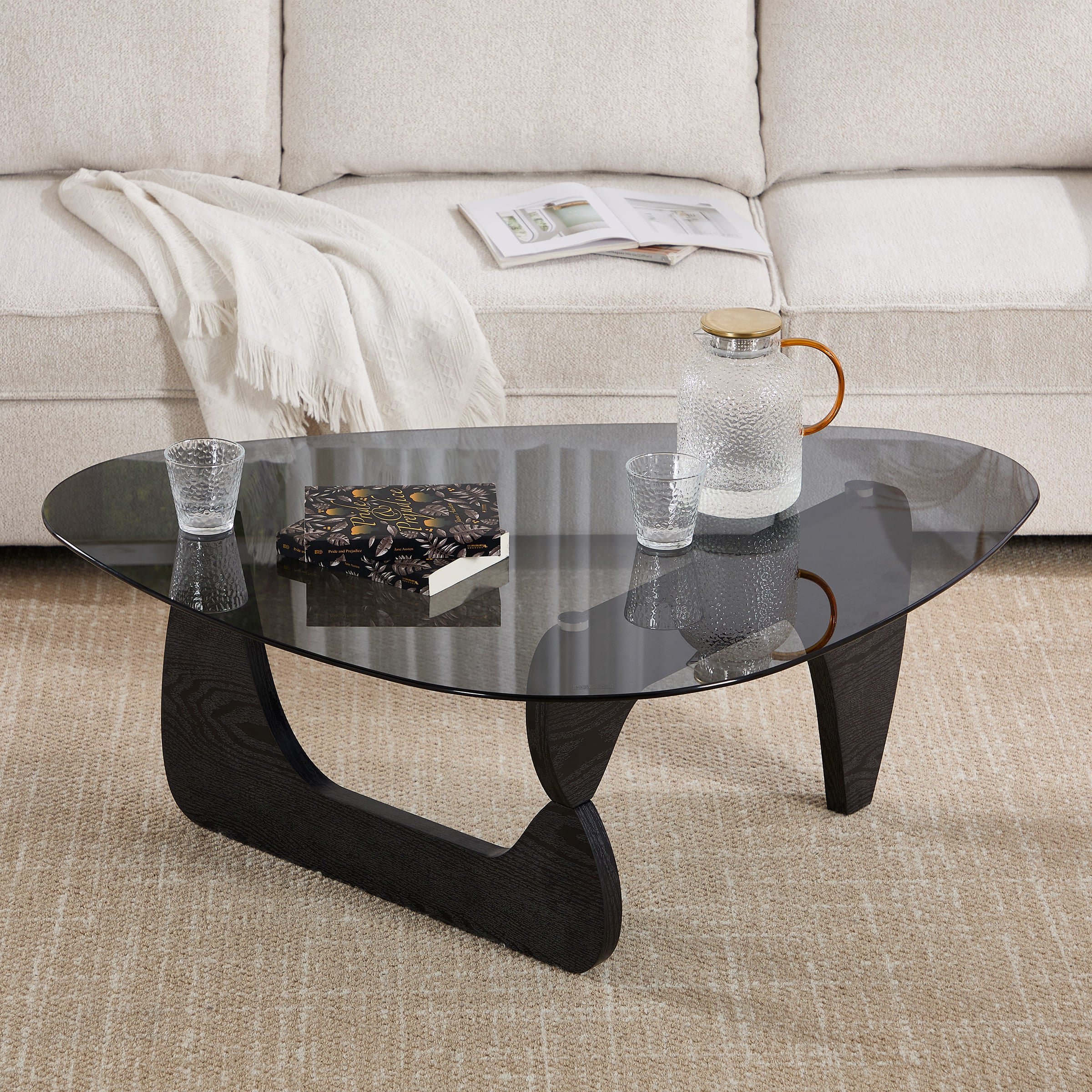 ROCITY Modern Triangle Center Glass Coffee Table - 7736CT