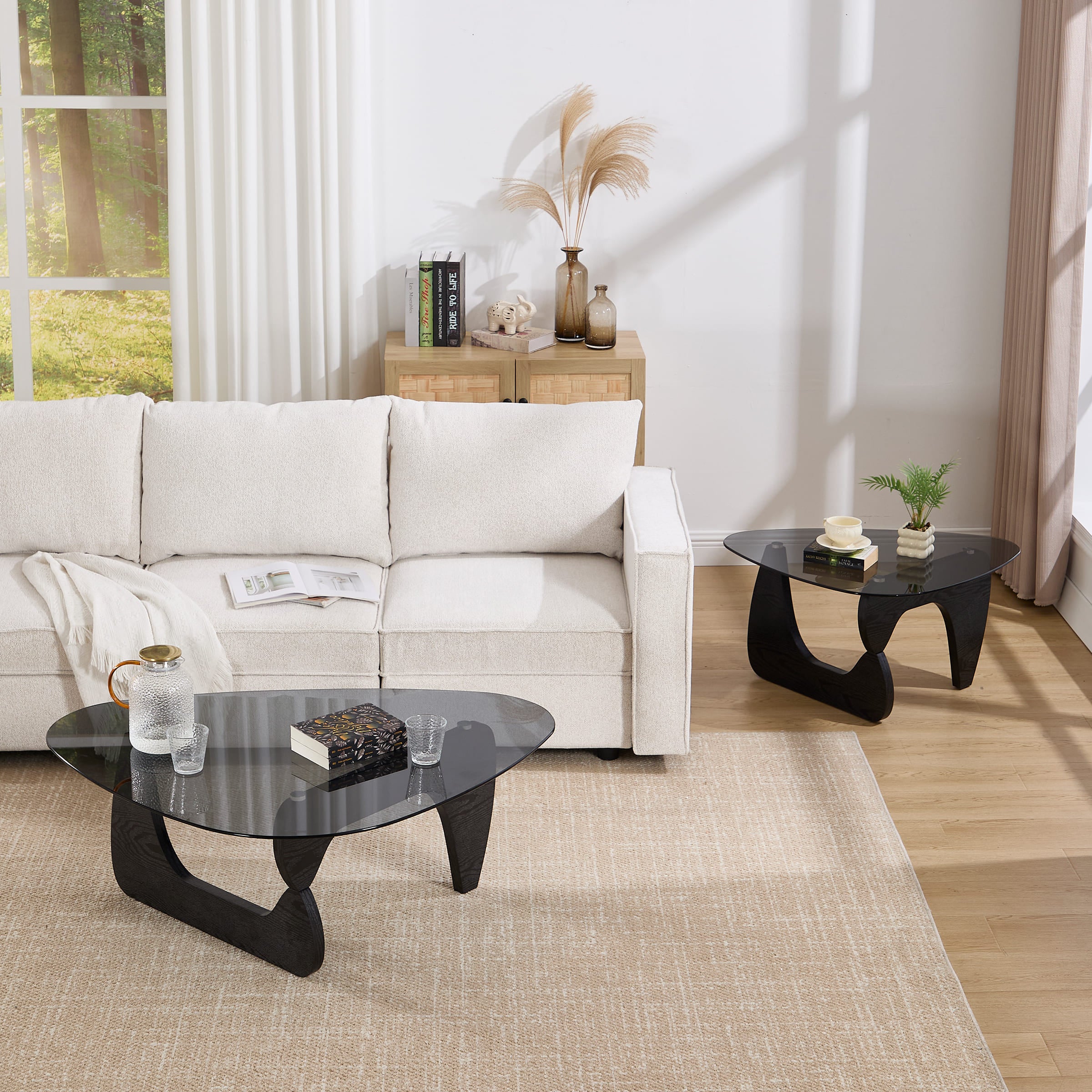 ROCITY Modern Triangle Center Glass Coffee Table - 7736CT