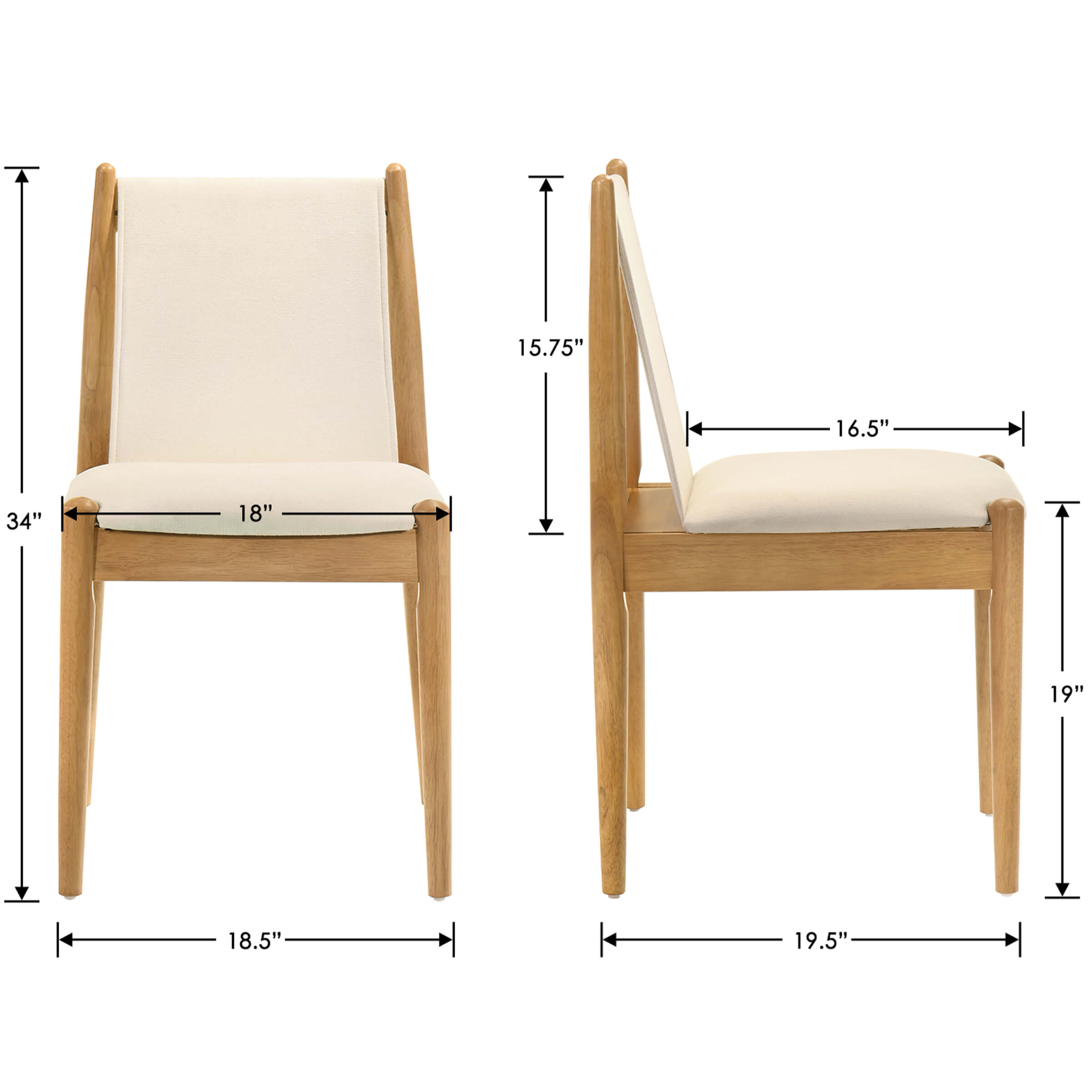 Modern Upholstered Linen Fabric Dining Chairs Set of 2 - 0009DC