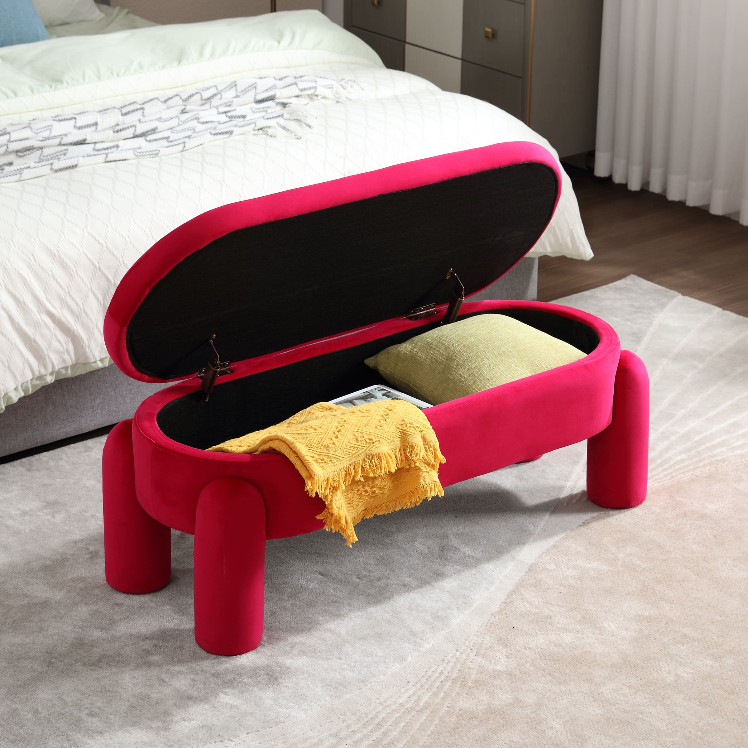 ROCITY Modern Upholstered Storage Bench - 2566BH
