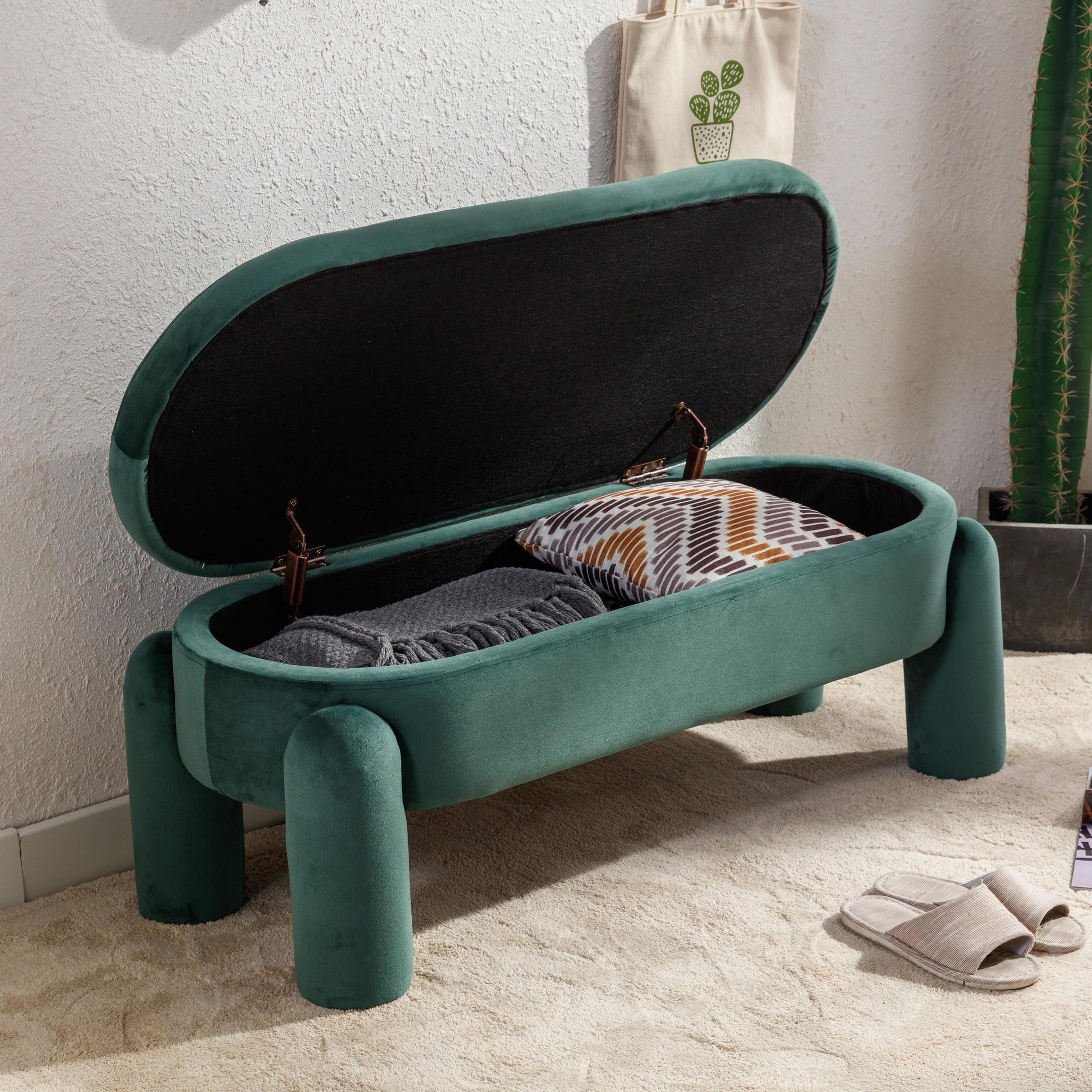 ROCITY Modern Upholstered Storage Bench - 2566BH
