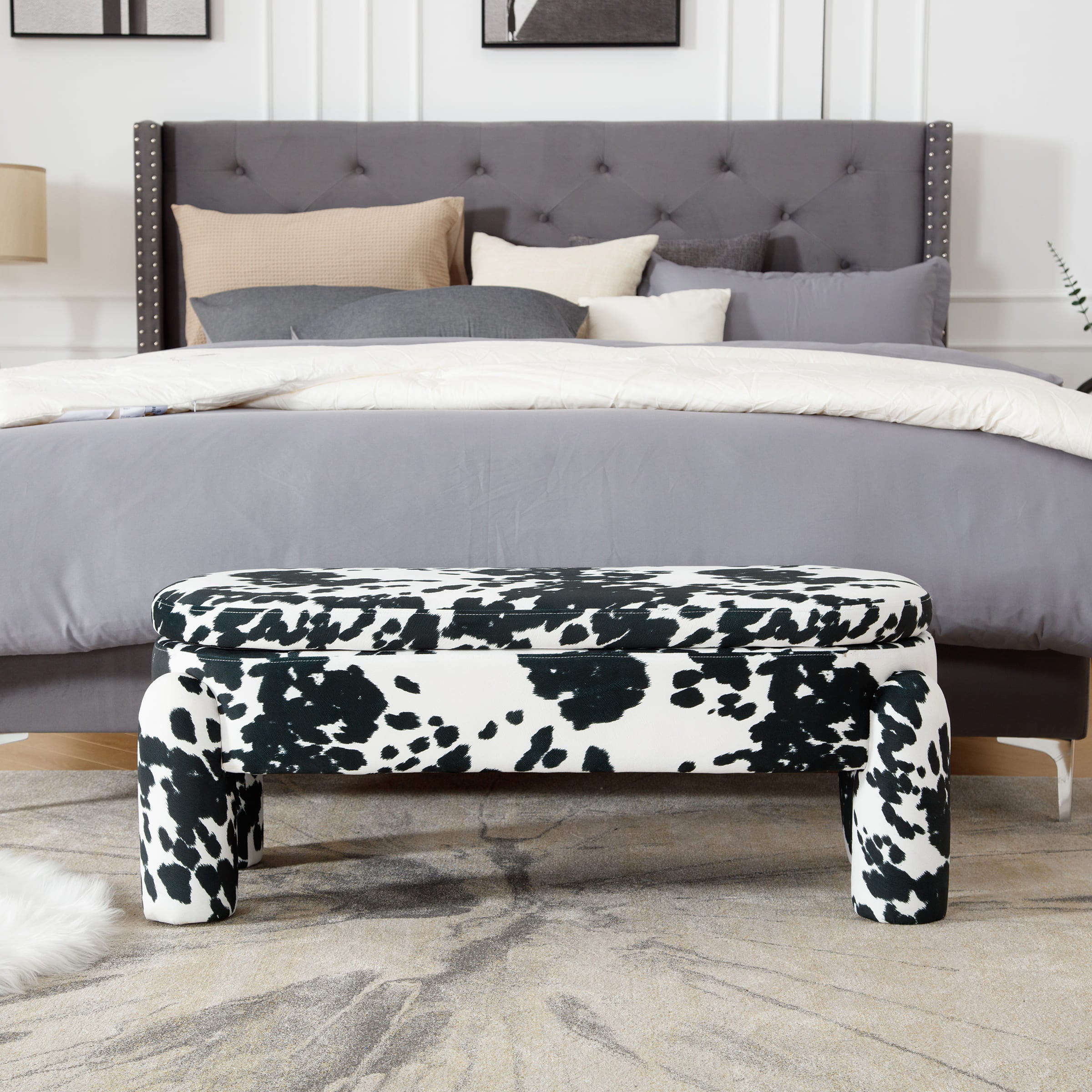 ROCITY Modern Upholstered Storage Bench - 2566BH